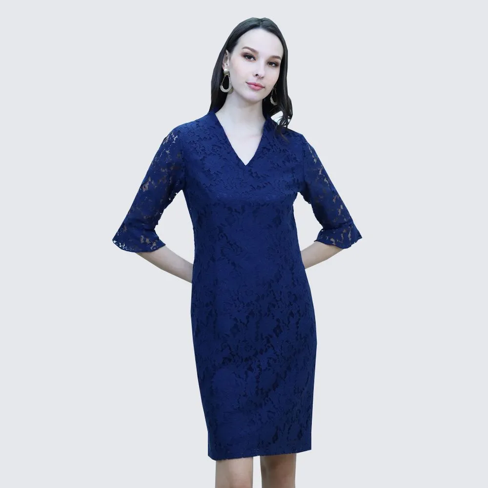 VERONIQA Navy Blue Dress VE-D1254 IGPU22-2