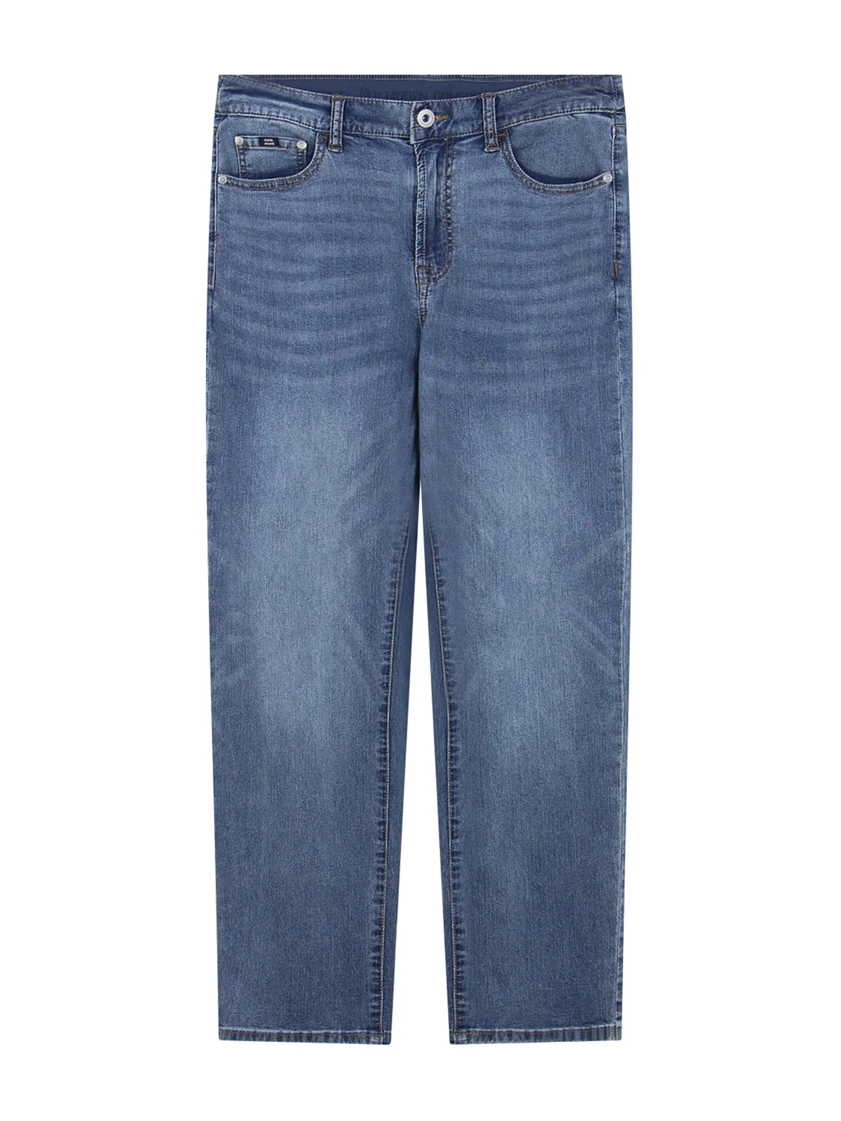 GIORDANO Men's Regular Stretch Denim Jeans(180° Elastic Waist)  Lt indigo