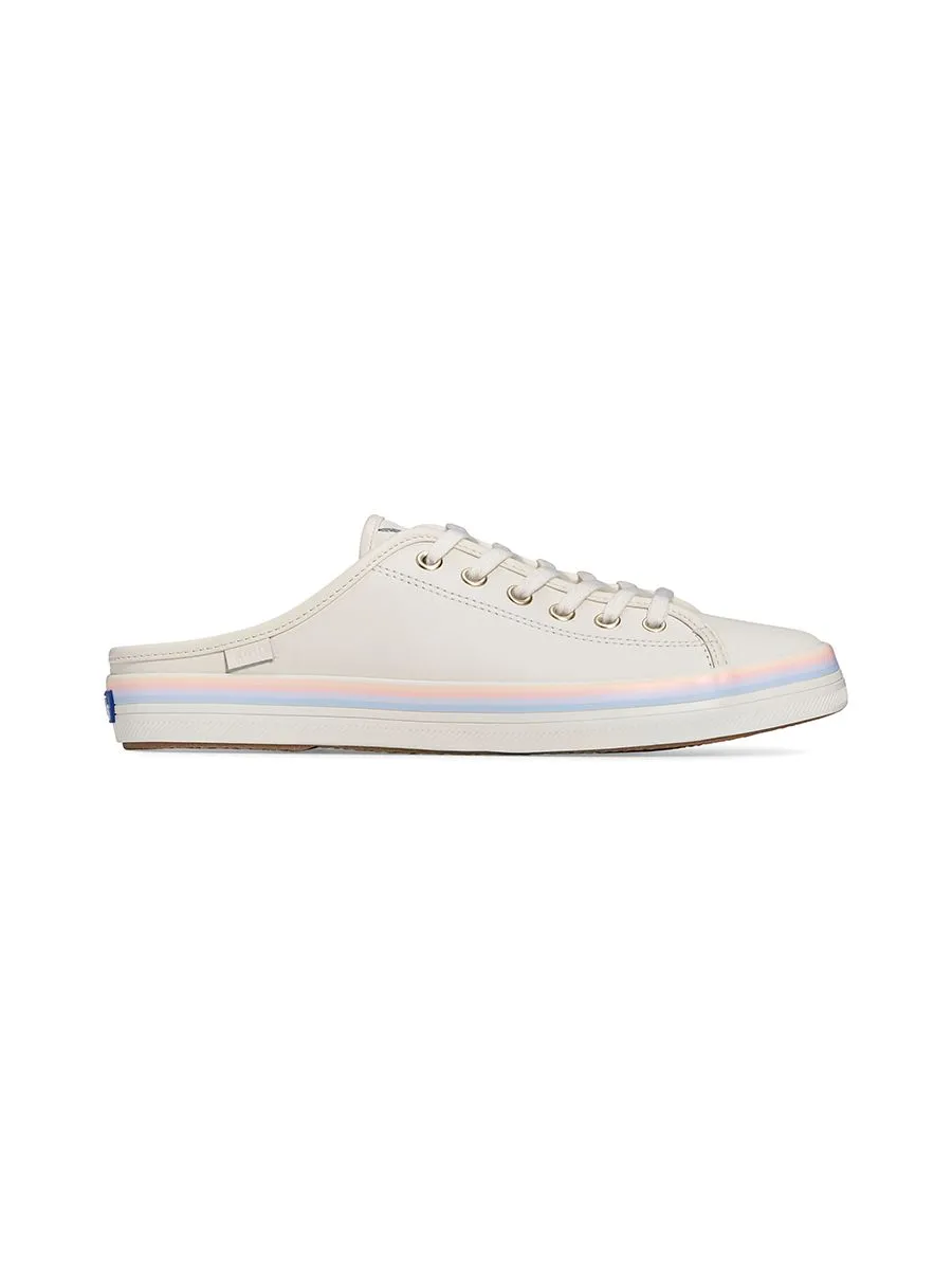 KEDS Women Kickstart Mule Leather Foxing Strip Egret/Multi