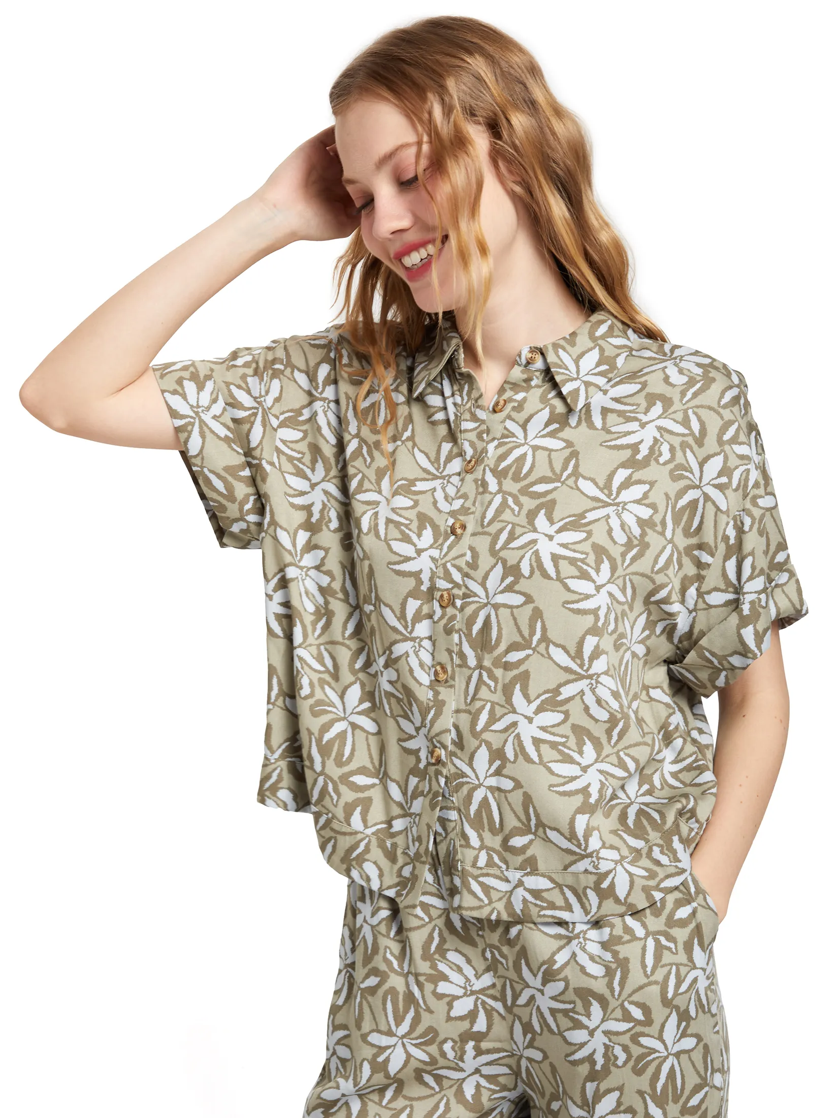 DEFRY 01 Women Shirt Short Sleeves Print Brown Size - S