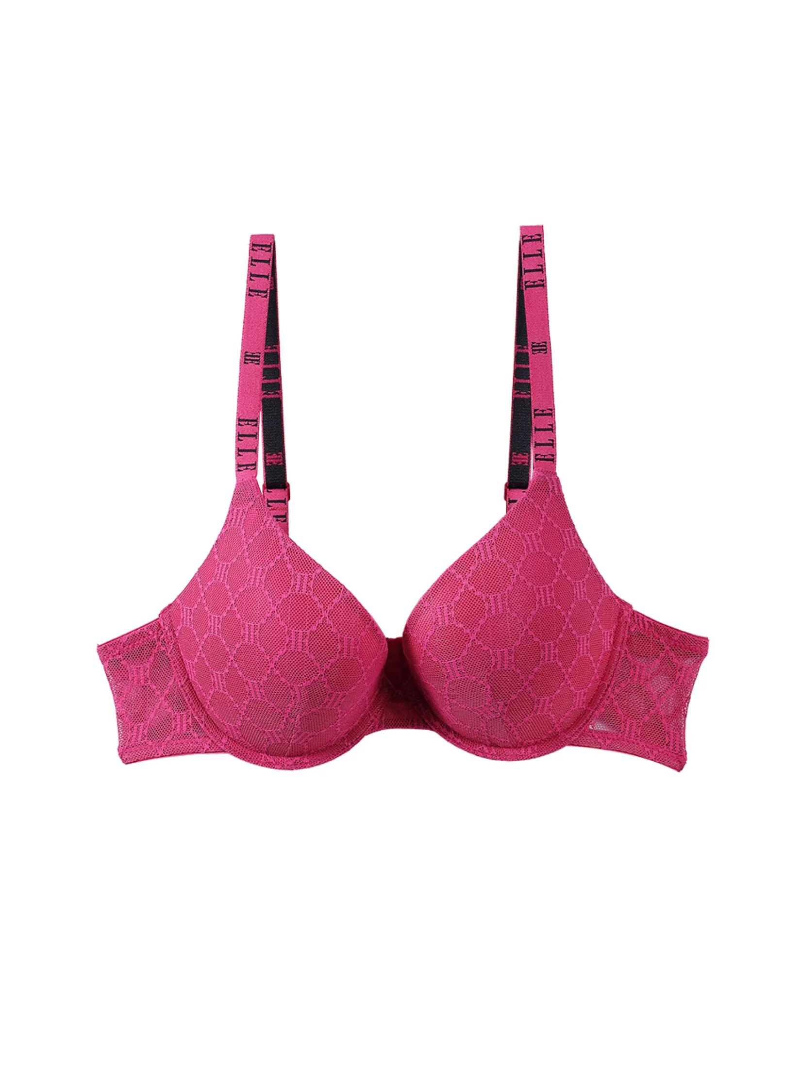 ELLE LINGERIE Women's Moulded Bra lace bra with underwire 3/4 Cup LB8603 - RASPBERRY