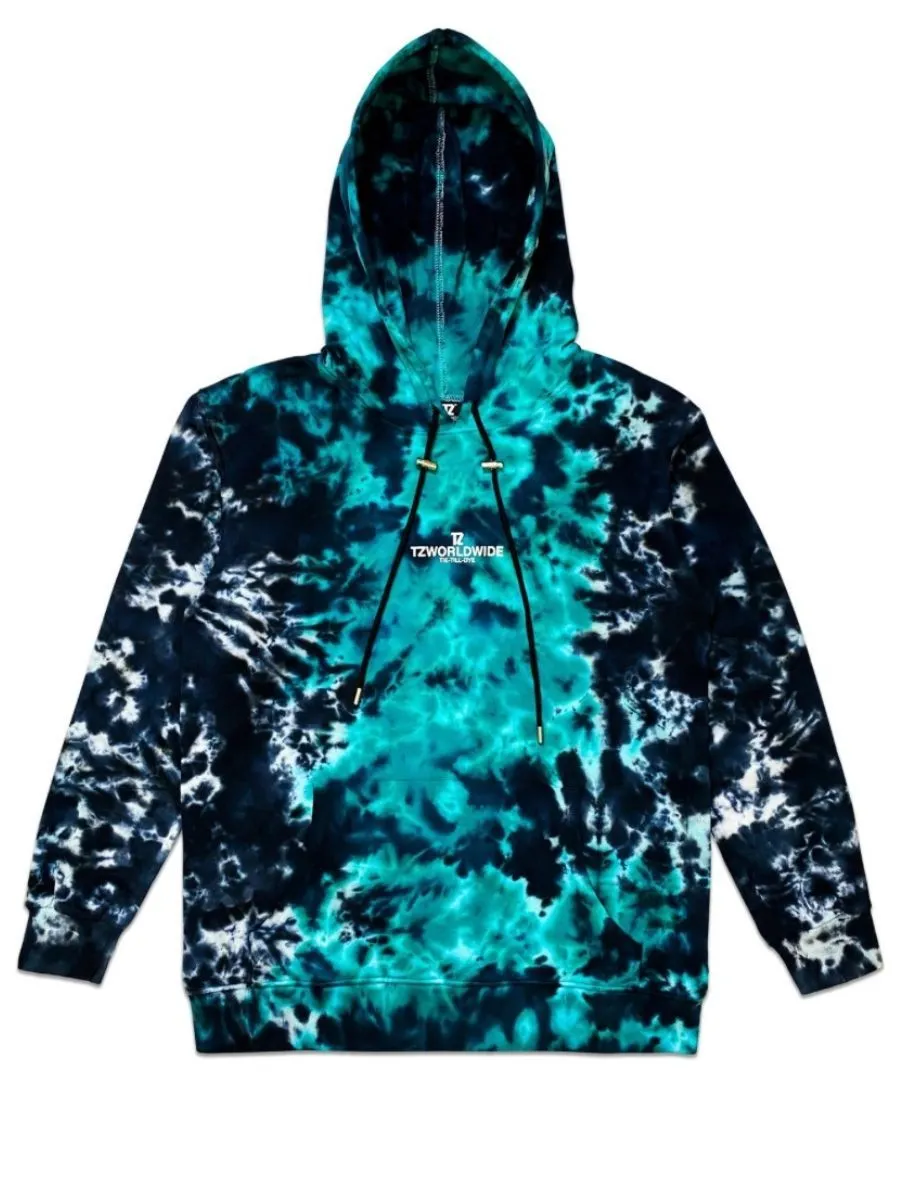 TZ WORLDWIDE Men HOODIE TZ TIE-TILL-DYE HOODIE - GREEN & BLACK