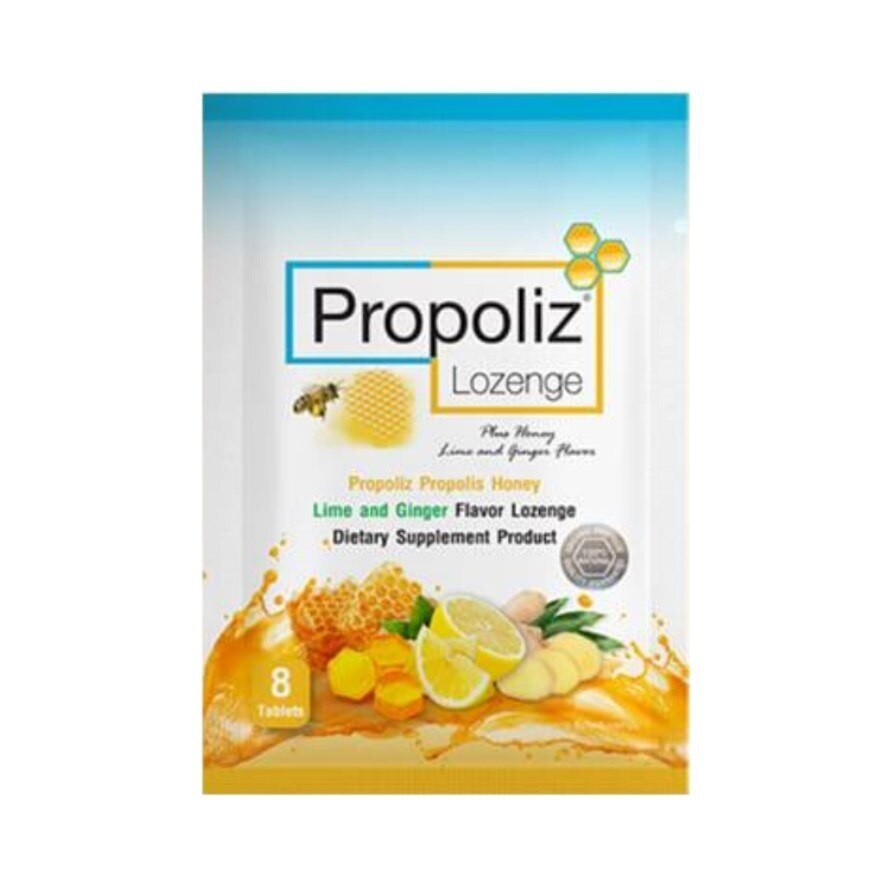 Propoliz Lozenge Plus Honey Lime and Ginger Flavor 8 Tablets