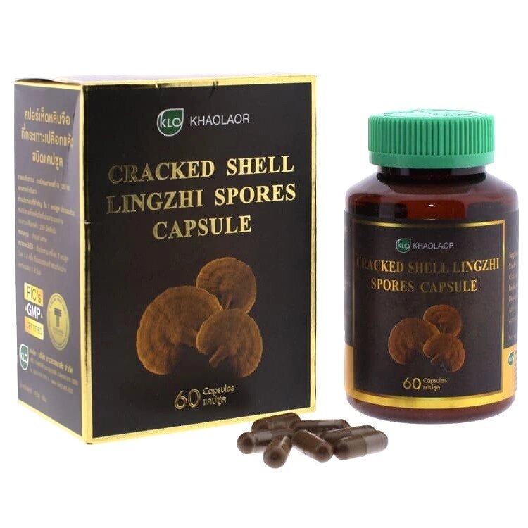 Гриб линчжи (Рейши) Khaolaor Cracked Shell Lingzhi Spores Capsule. Таиланд