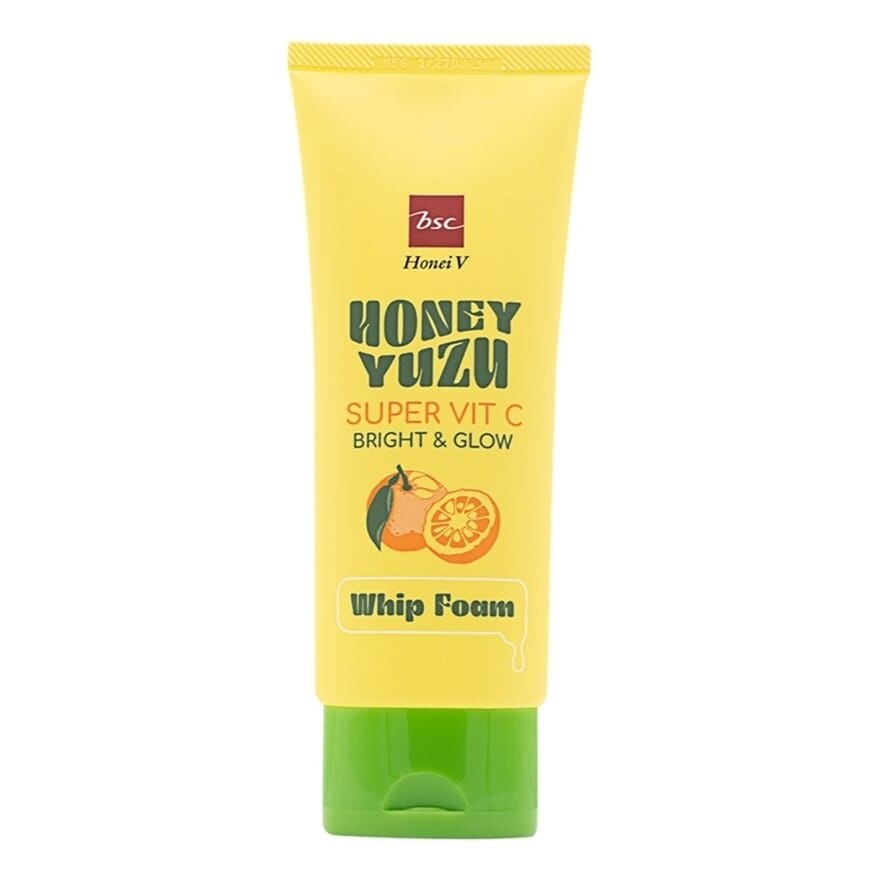 Honei V BSC Honey Yuzu Super Vit C Bright  Glow Whip Foam 100g.