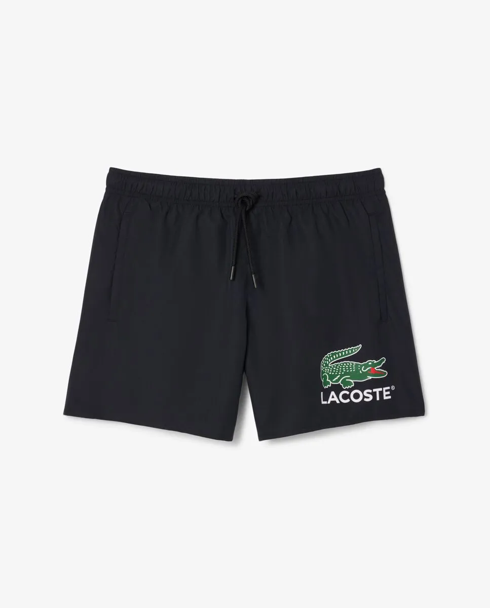 LACOSTE Croc Print Swim Trunks Black