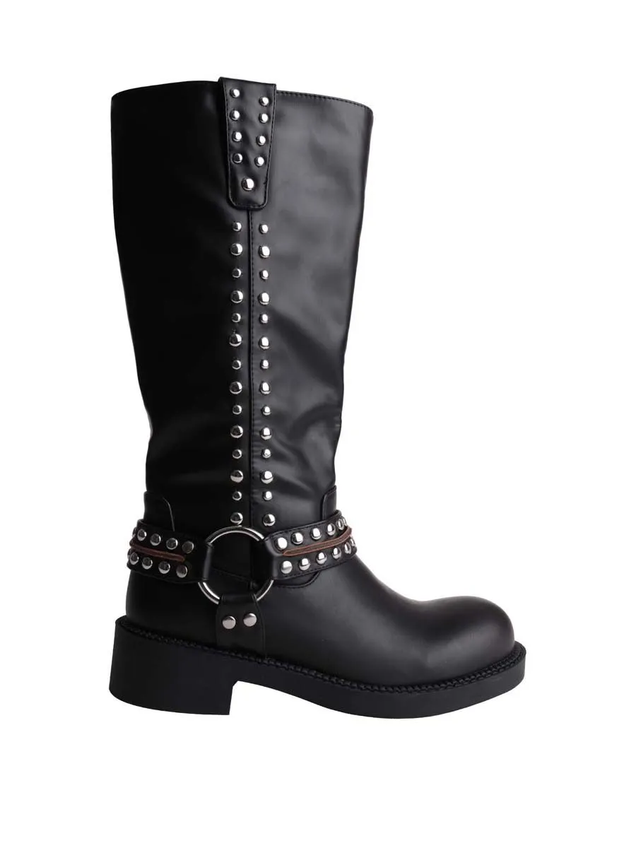 VILLAINS SF ENGINEER-STUDS Boot BLACK