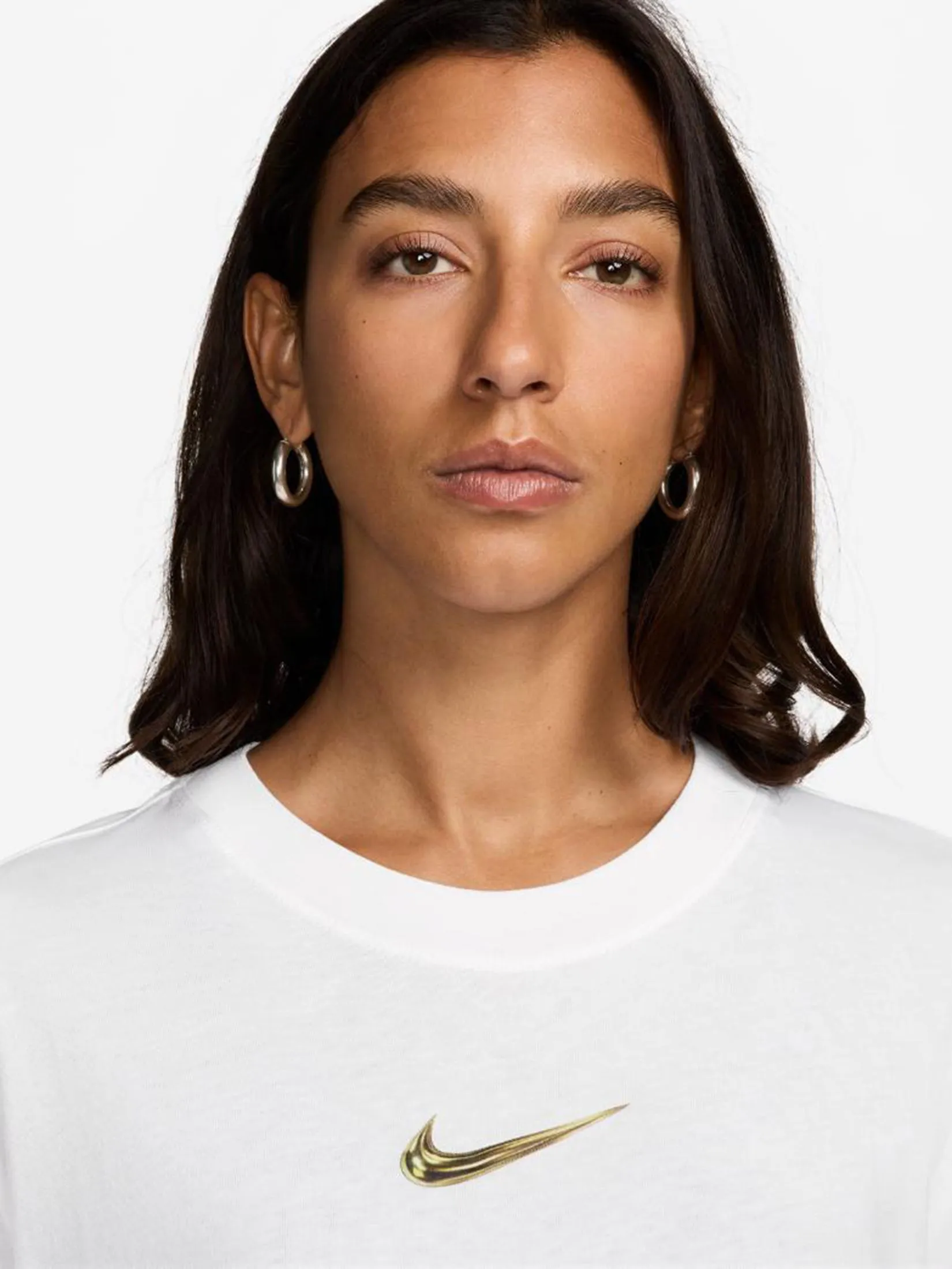 NIKE Women T-Shirt Short Sleeves Loosse Graphic Oversized White