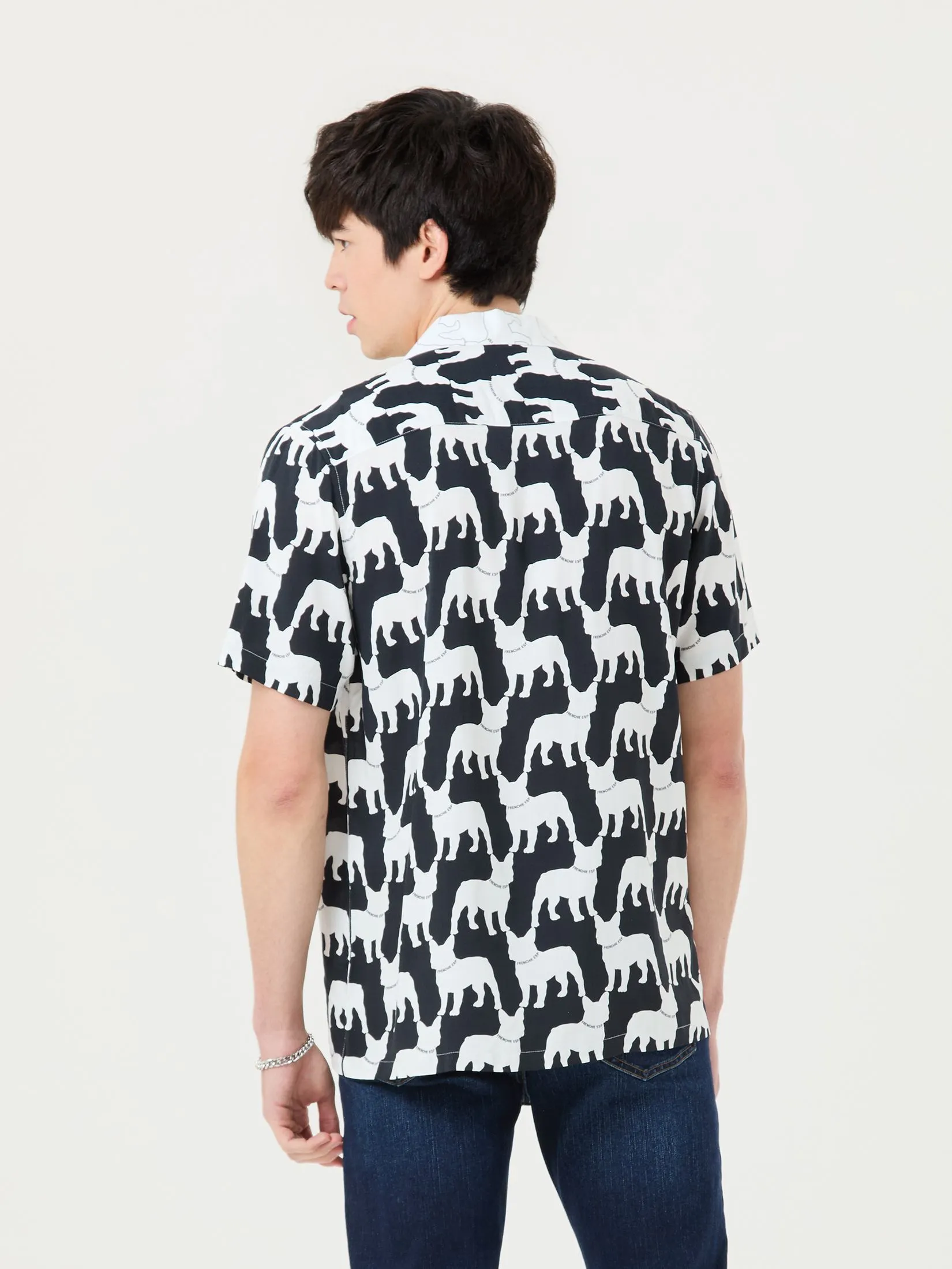 ESP Frenchie Eazy Hawaiian Shirt Men Black White