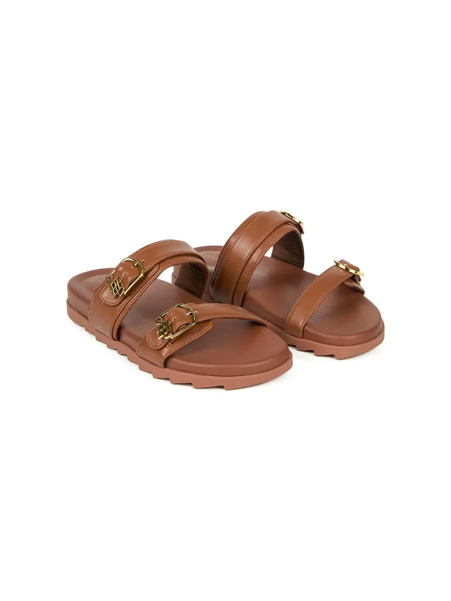 SHU WOMEN SOFASOFT SIGNET DUO-BELT SANDALS-BROWN SUGAR