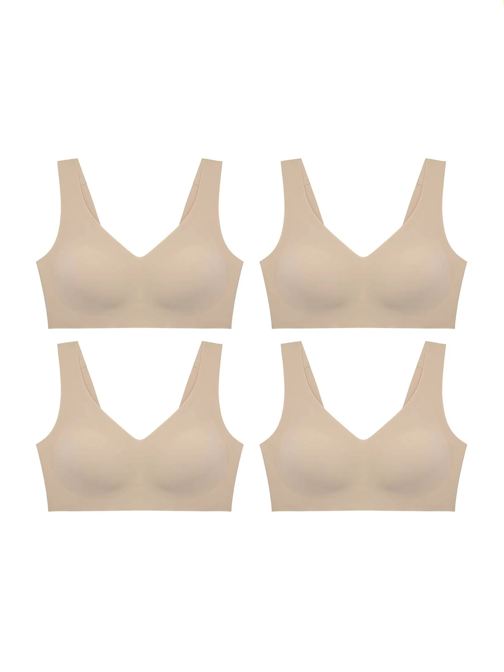 SABINA [Pack 4 Piece] [Online Exclusive]  Perfect Bra Seamless Wireless Bra - Sand