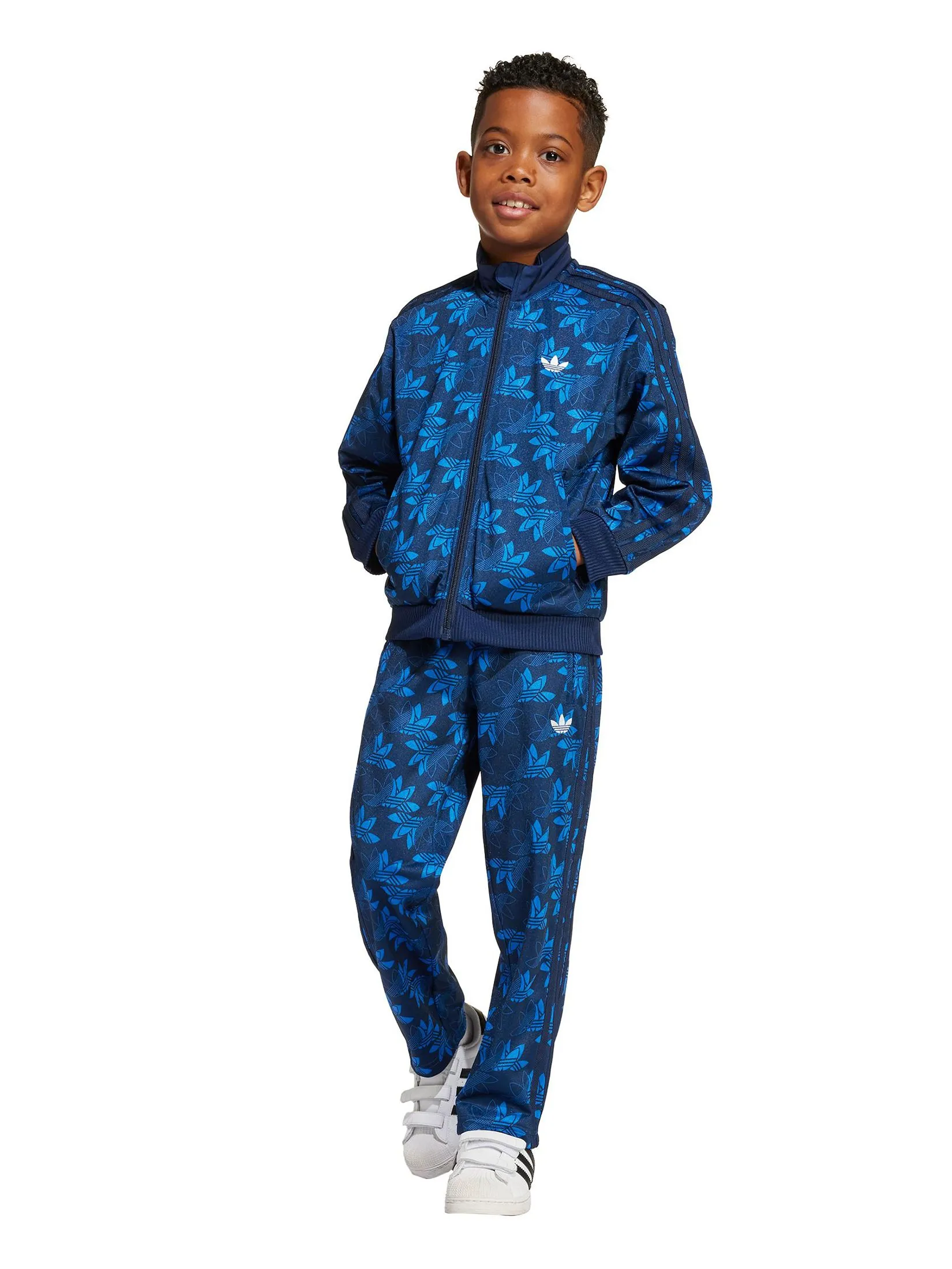 ADIDAS KIDS Unisex Toddler Track Suit Firebird Monogram AOP Blue