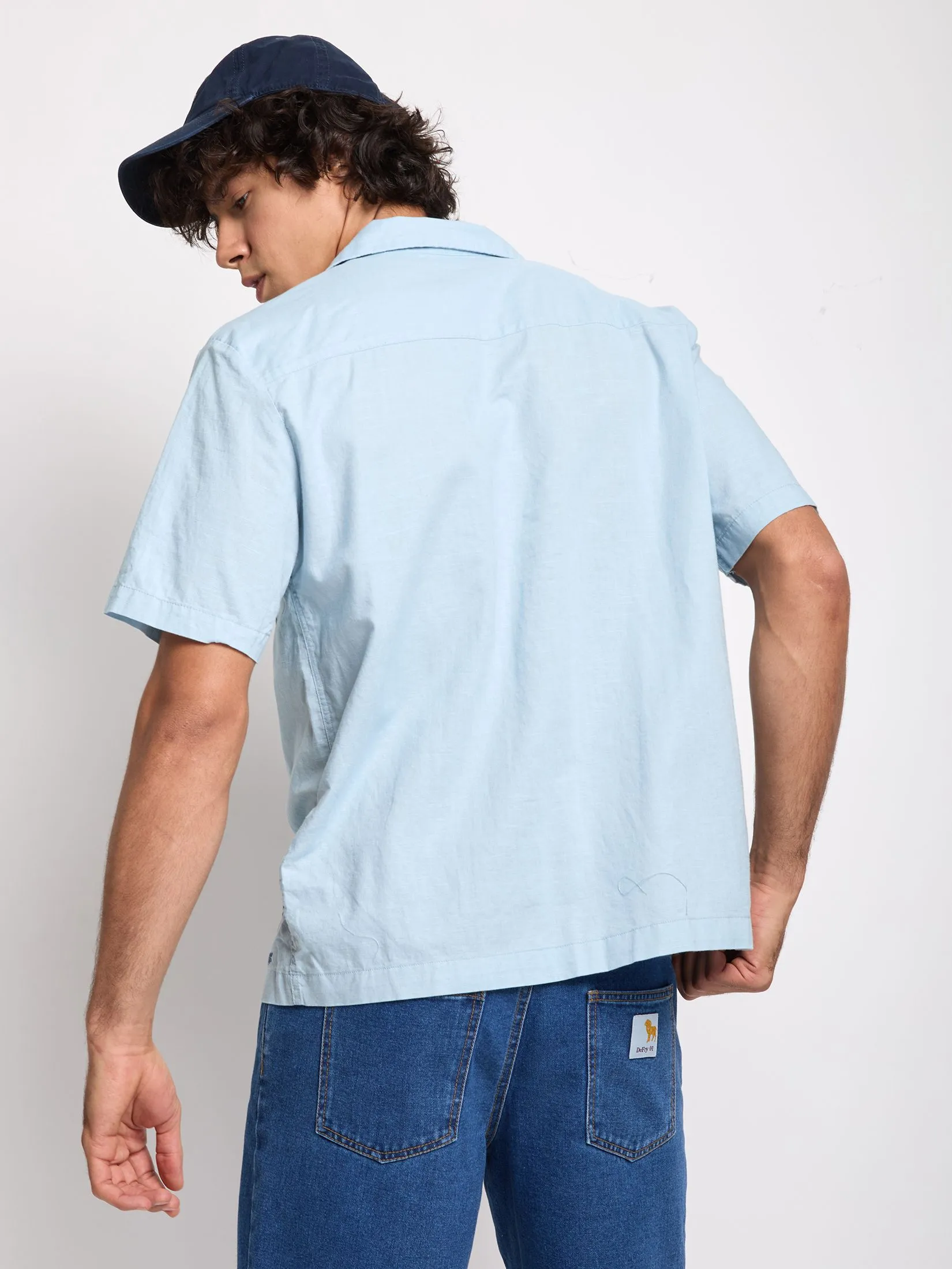 DEFRY 01 Men Shirt Short Sleeves Botton-Down Front Chest Pocket