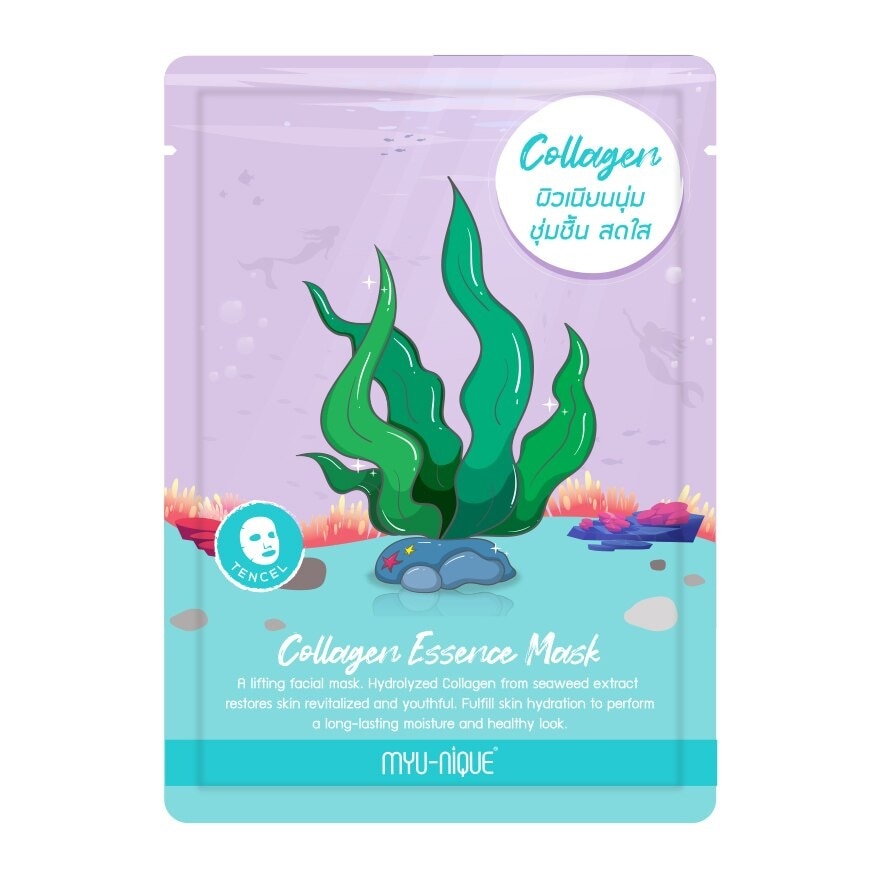 Myu-Nique Collagen Essence Mask 1'S มาสก์หน้า ผิวเนียนนุ่ม ชุ่มชื้น สดใส