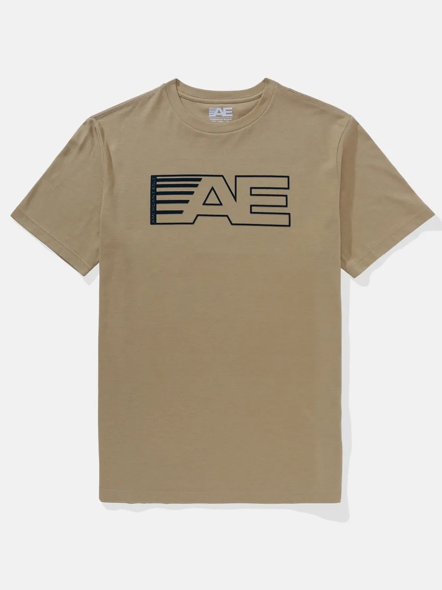 AMERICAN EAGLE MEN G SS ACTIVE 24/7 SET IN TEE- CVC FAUX HTHR + SERIOUSLY SOFT WASH 212 KHAKI