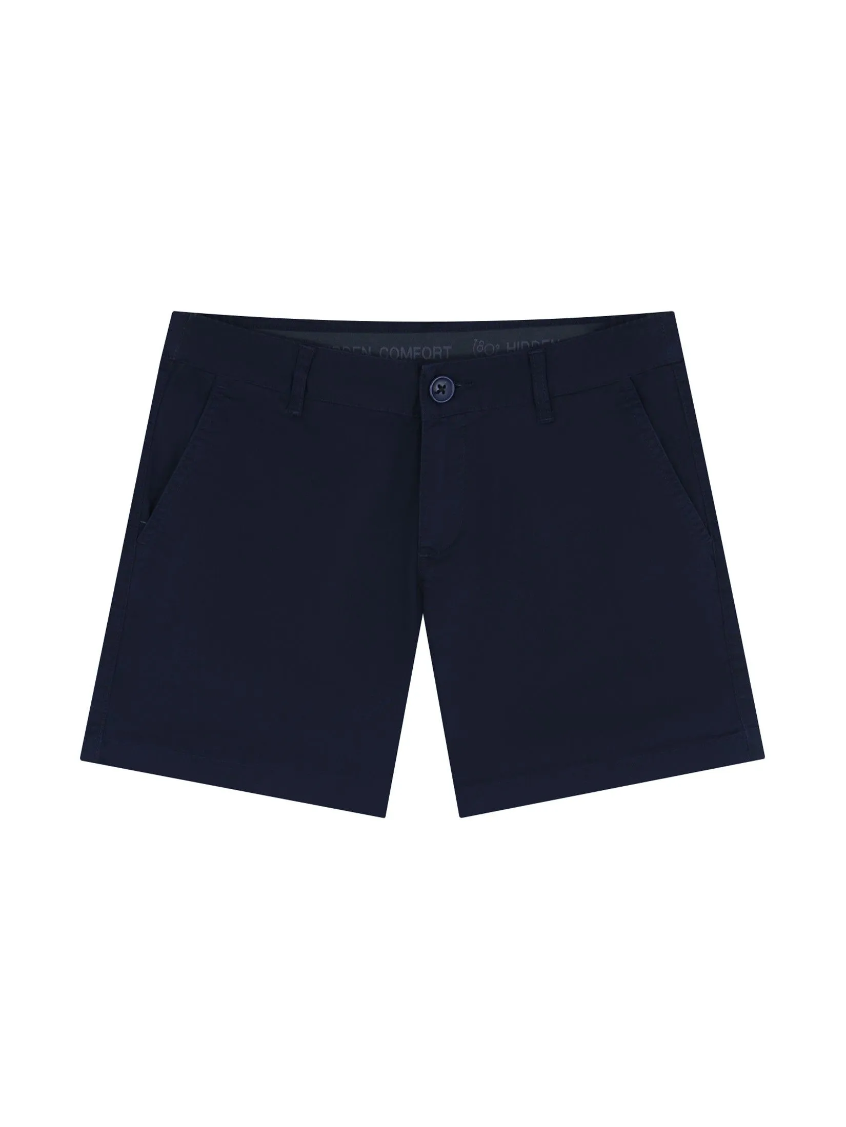 GIORDANO Women's Slim Twill Pocket Shorts (180° Elastic Waist) Navy