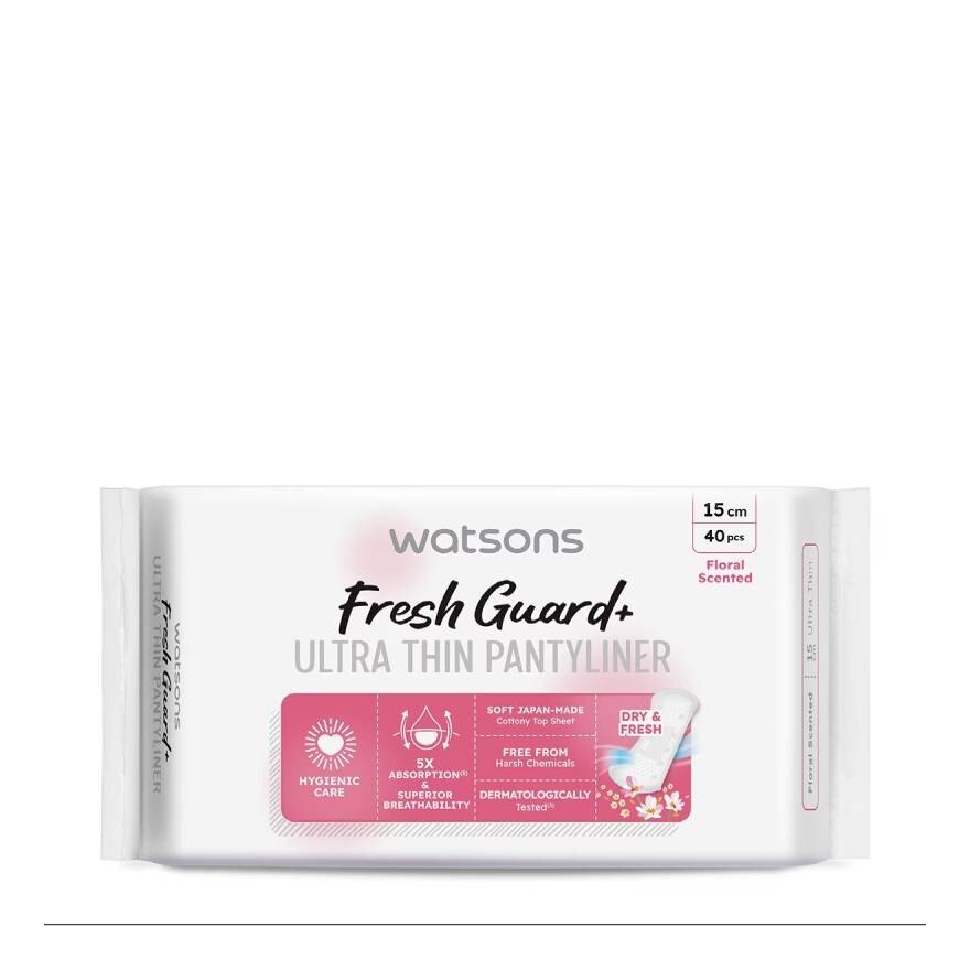 Watsons Fresh Guard+ Ultra Thin Pantyliner Floral Scented 15cm 4pcs.