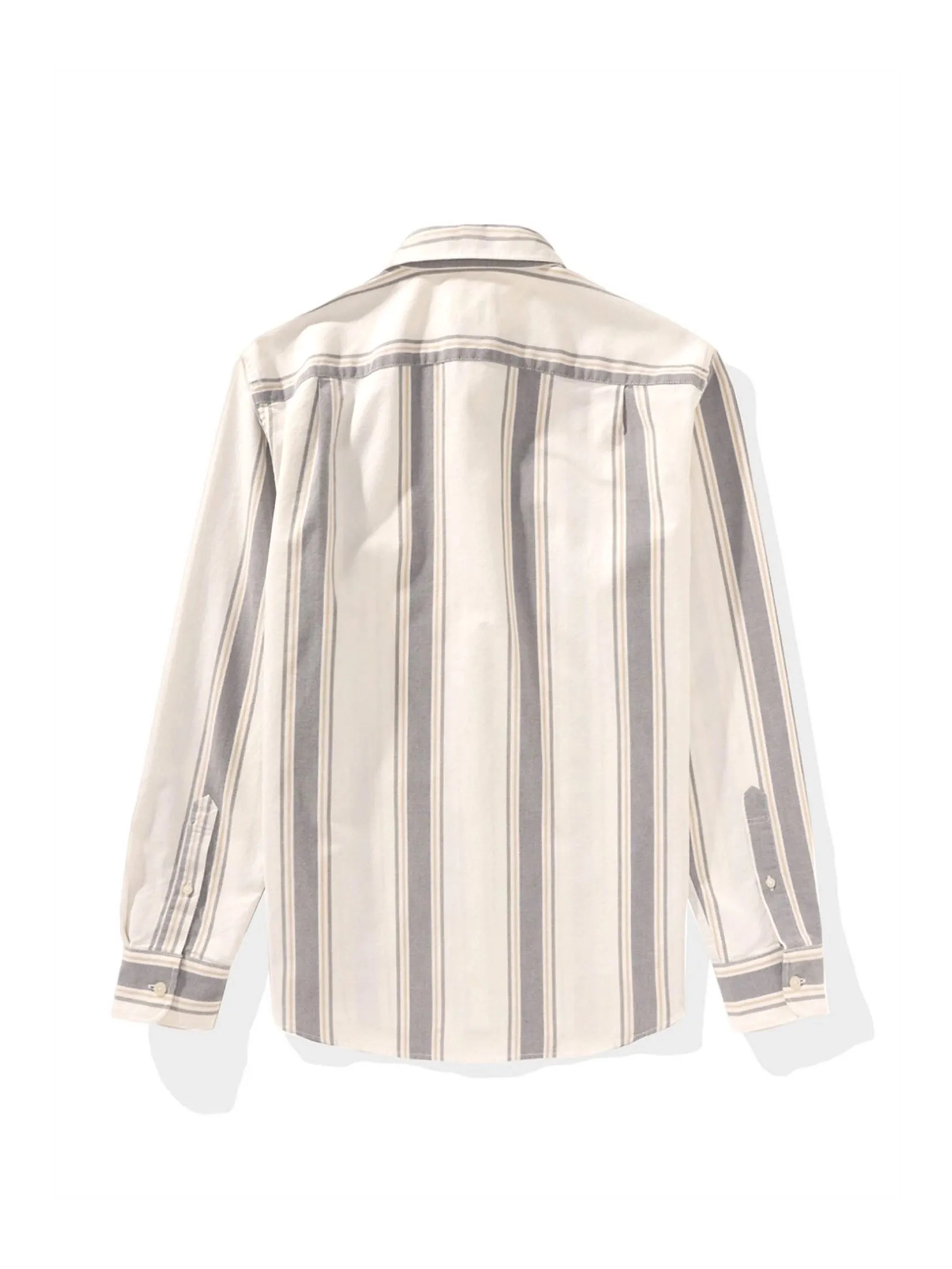 AMERICAN EAGLE MEN INT CF BD STRIPE OXFORD SHIRT 164 SOFT OAT