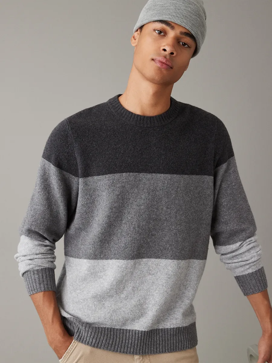 AMERICAN EAGLE MEN  JERSEY STITCH CREW 020 GRAY Size - S