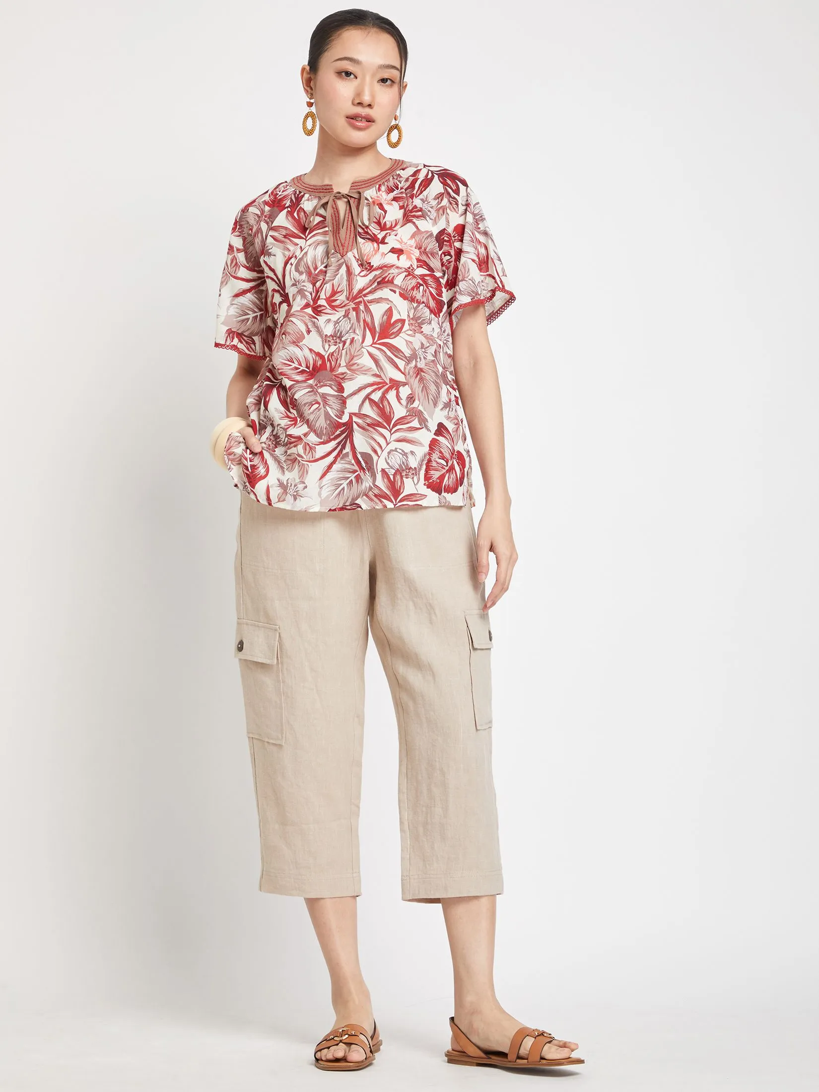 JOURNAL Women Blouse Batwing Sleeves Cotton Woven