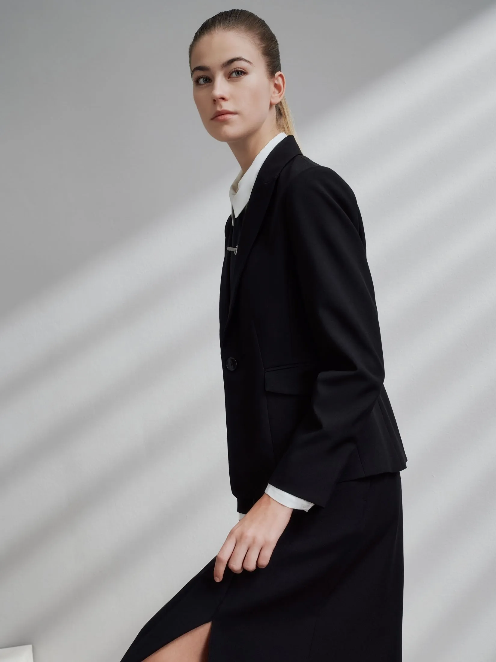 G2000 Women Clothing Poly Premium Suit Blazer Slim Fit - Black