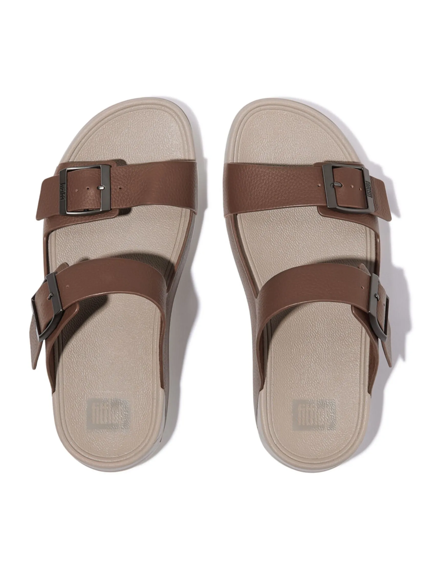FitFlop™ MEN'S GOGH MOC BUCKLE TUMBLED SLIDES BROWN