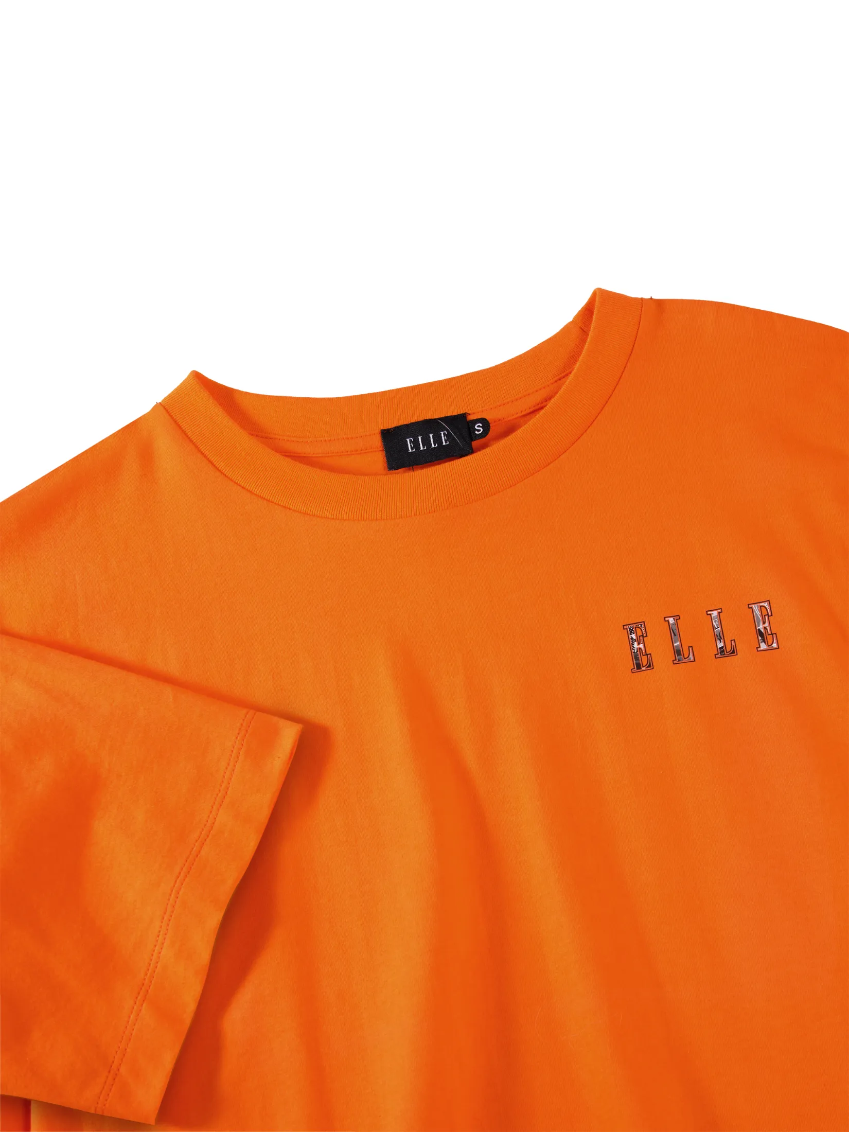 ELLE Women's Short Sleeve Crop T-Shirt in Cotton with Graphic Print W3K723 - Orange | ELLE 80 YEARS LIMITED EDITION