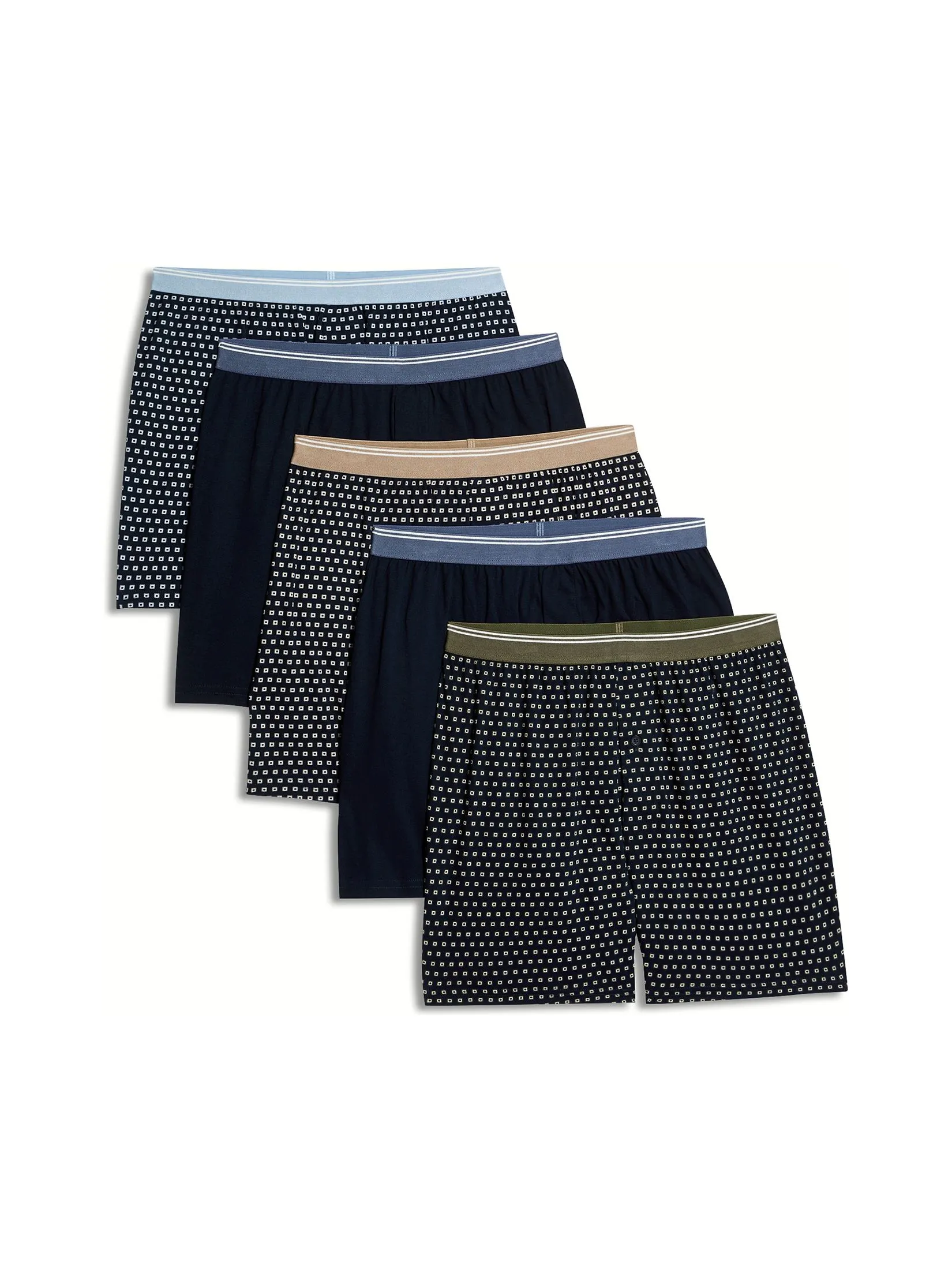 MARKS & SPENCER Men Underwear Boxers 5pk Pure Cotton Cool & Fresh Assorted Pattern Jersey Navy Mix