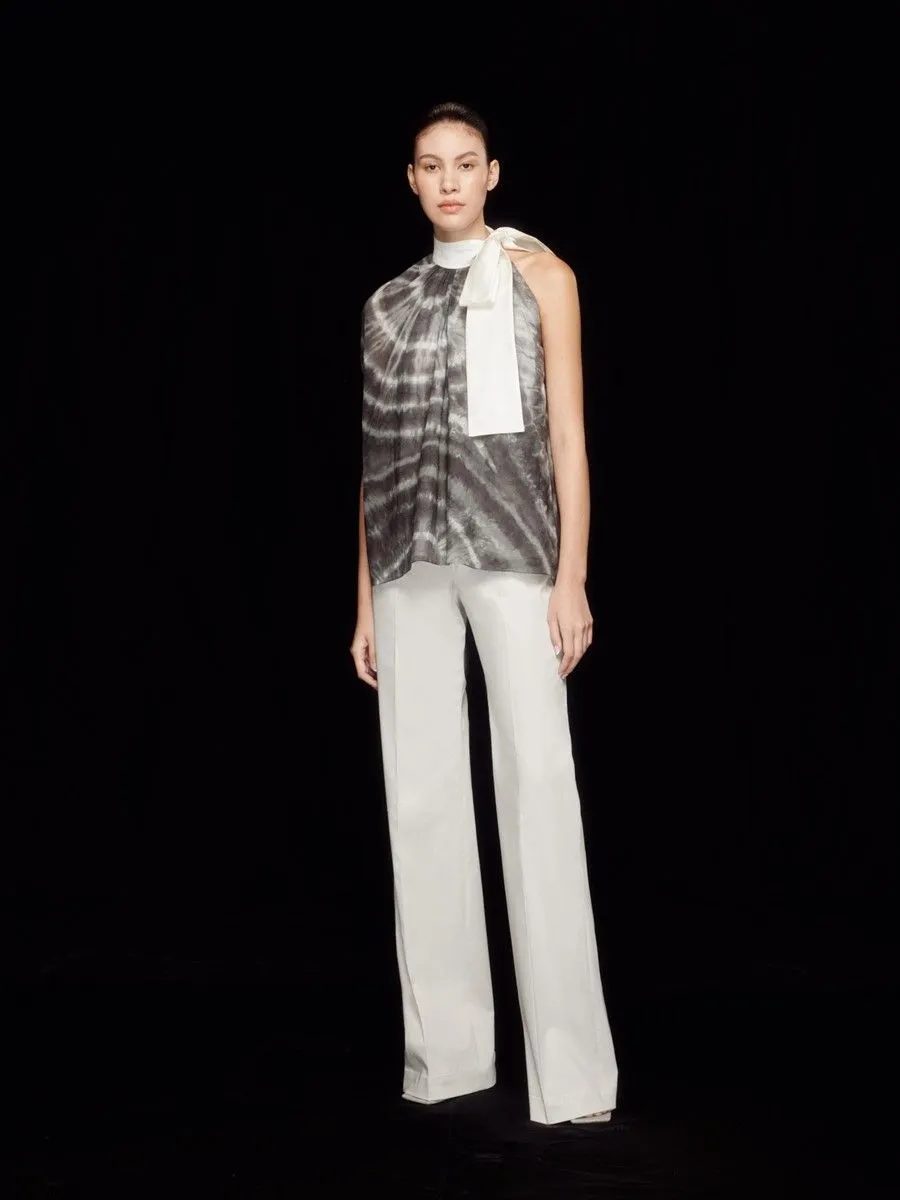 ASAVA (SS24) Tie-dye One-shoulder Bow Women Blouse Black