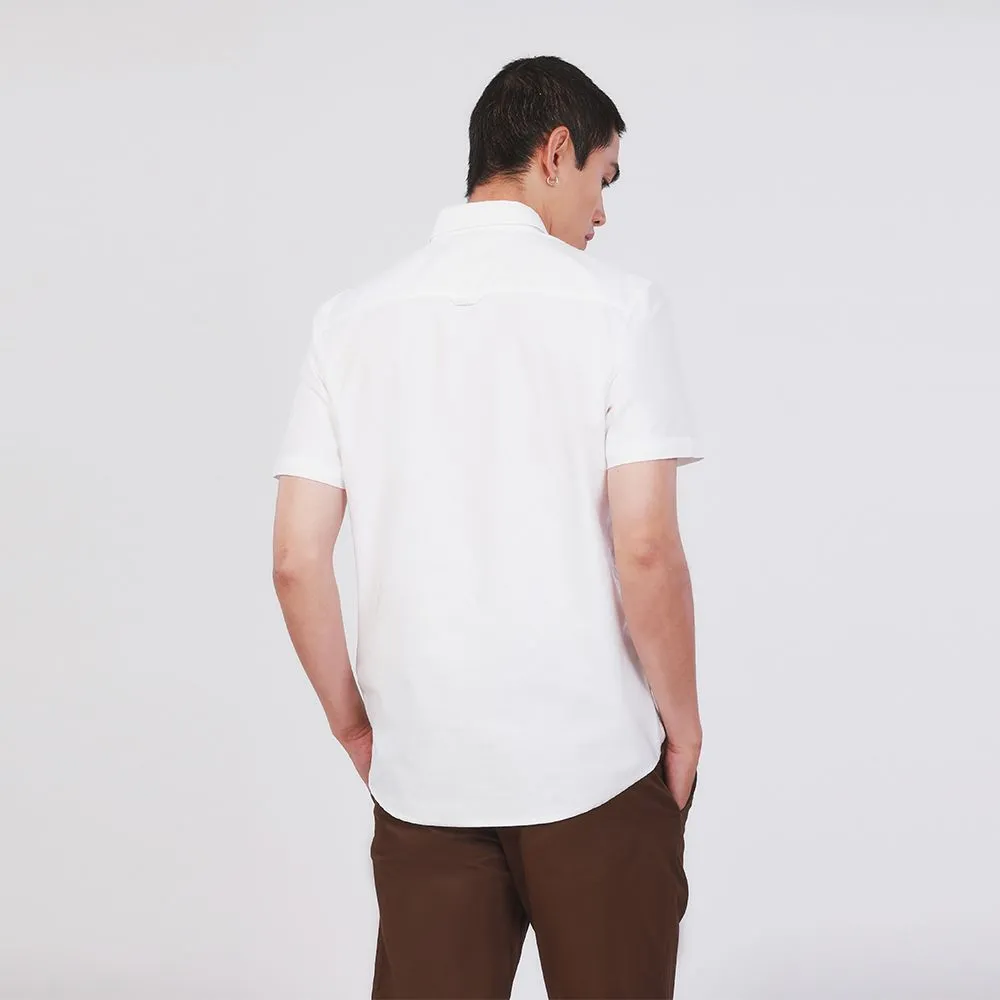 JOHN HENRY Men's Short Sleeves Shirts (Slim Fit) ESSENTIALS White