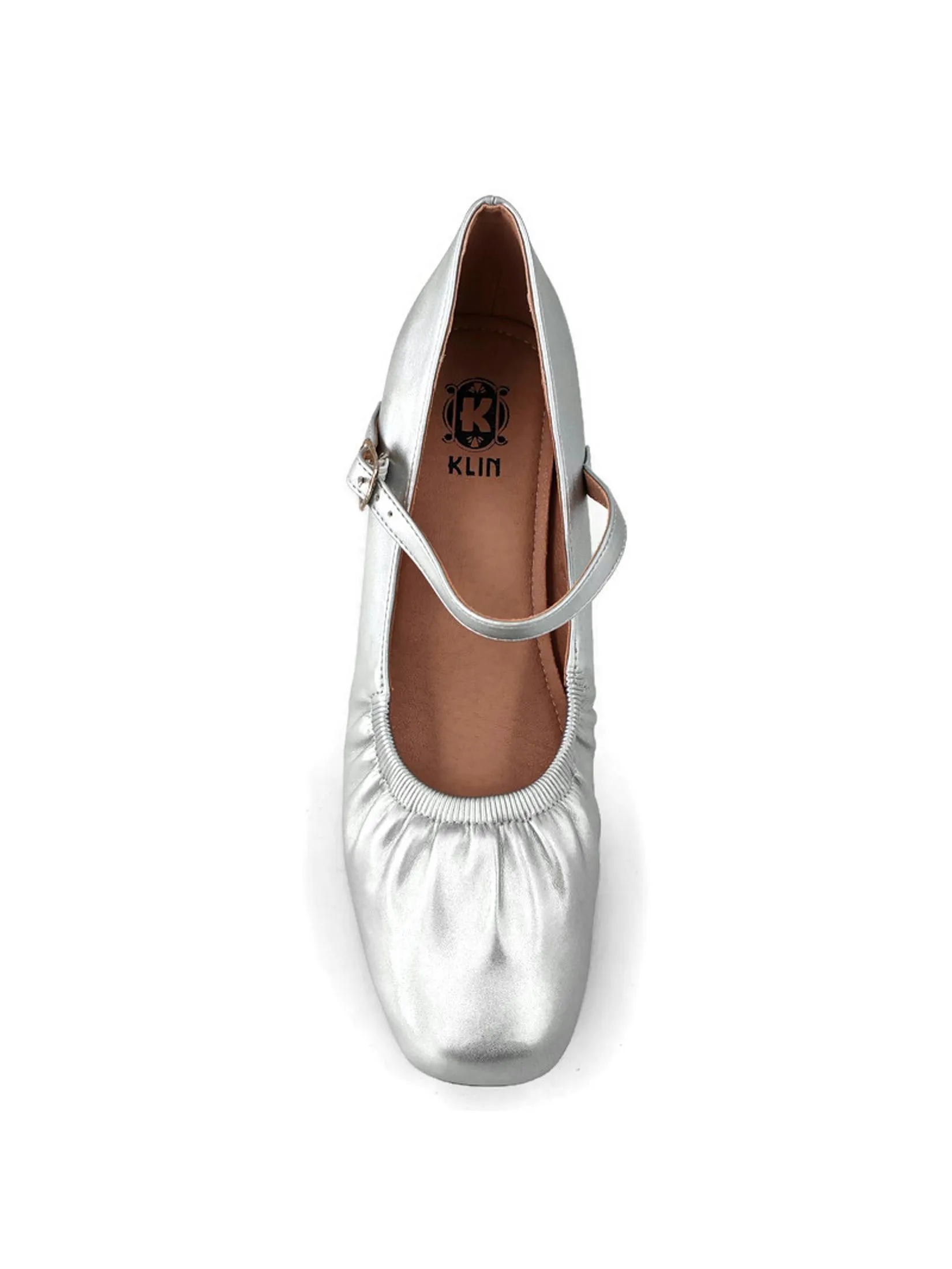 KLIN Woman Blocked Heel Pumps Style Silver