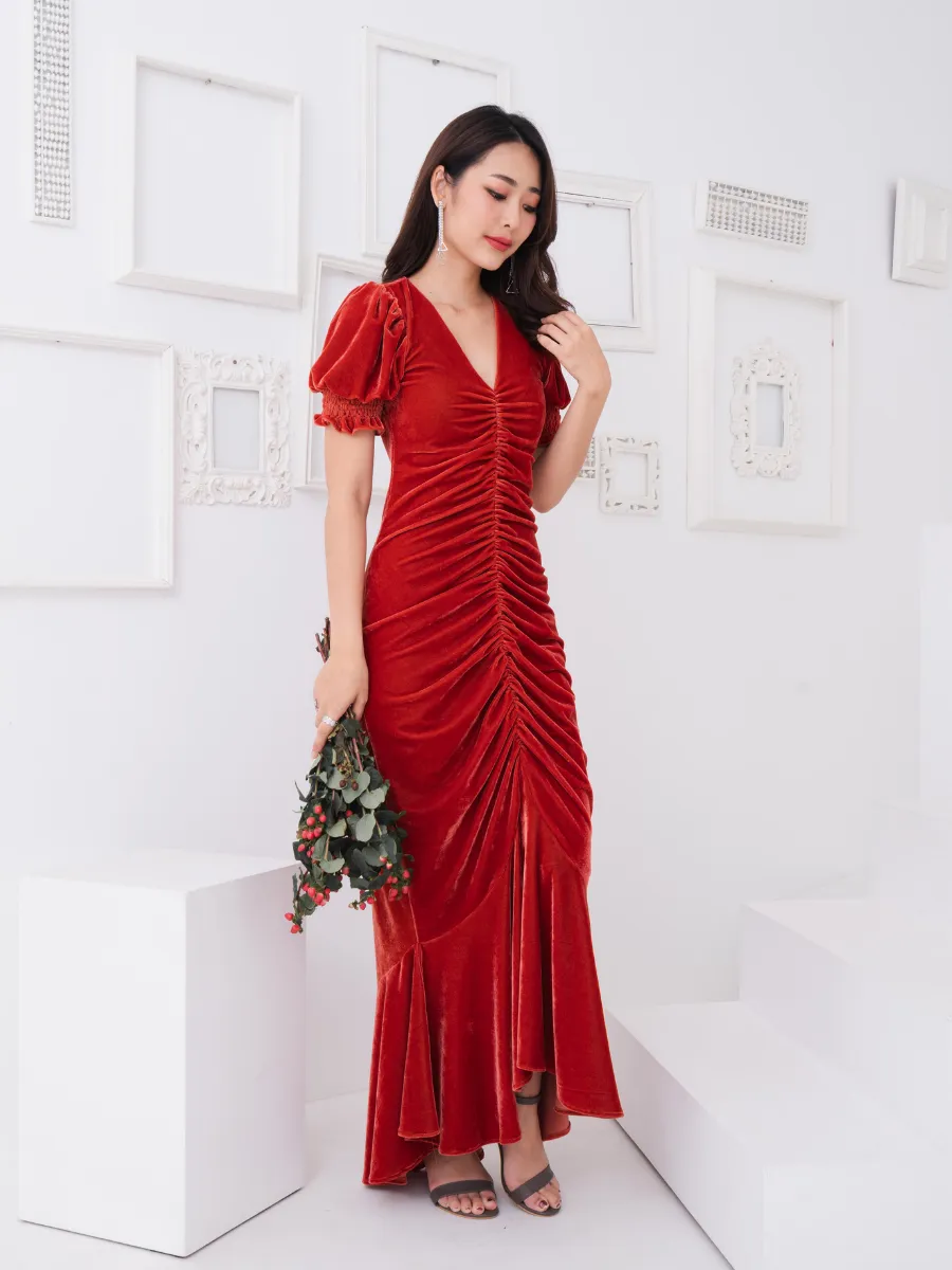 ROSE THE LABEL Jasmin velvet dress Orange