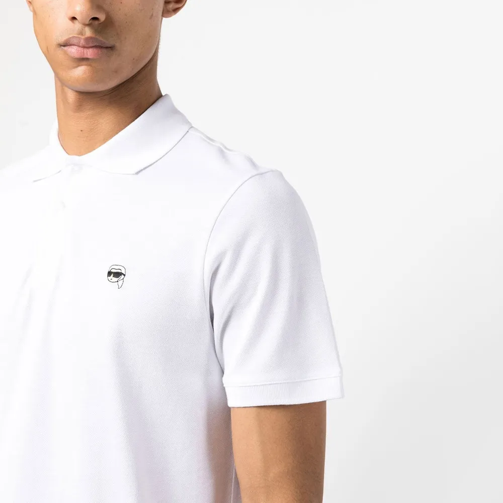 KARL LAGERFELD IKONIK 2.0 PATCH POLO WHITE