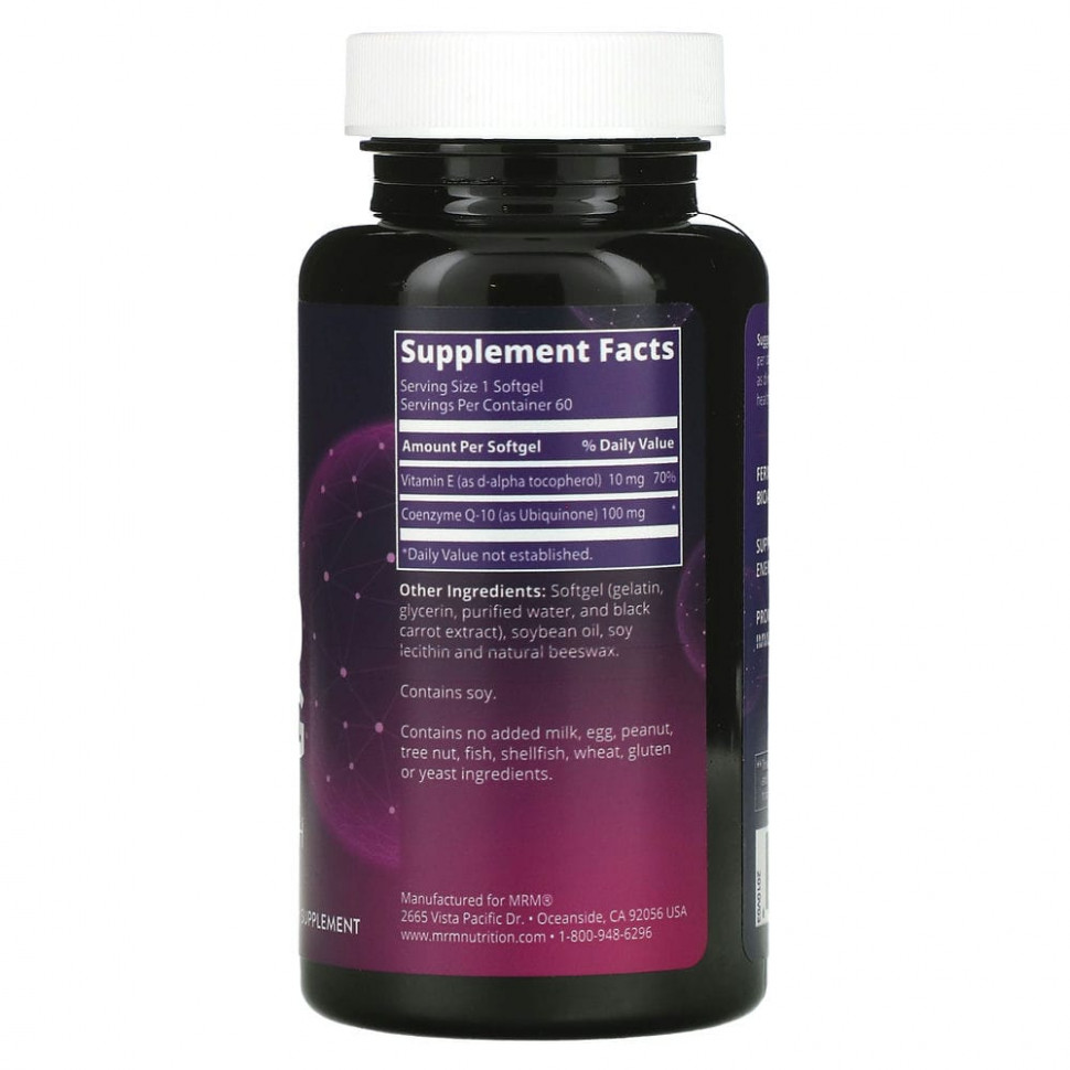 MRM, Nutrition, коэнзим Q-10, 100 мг, 60 мягких таблеток