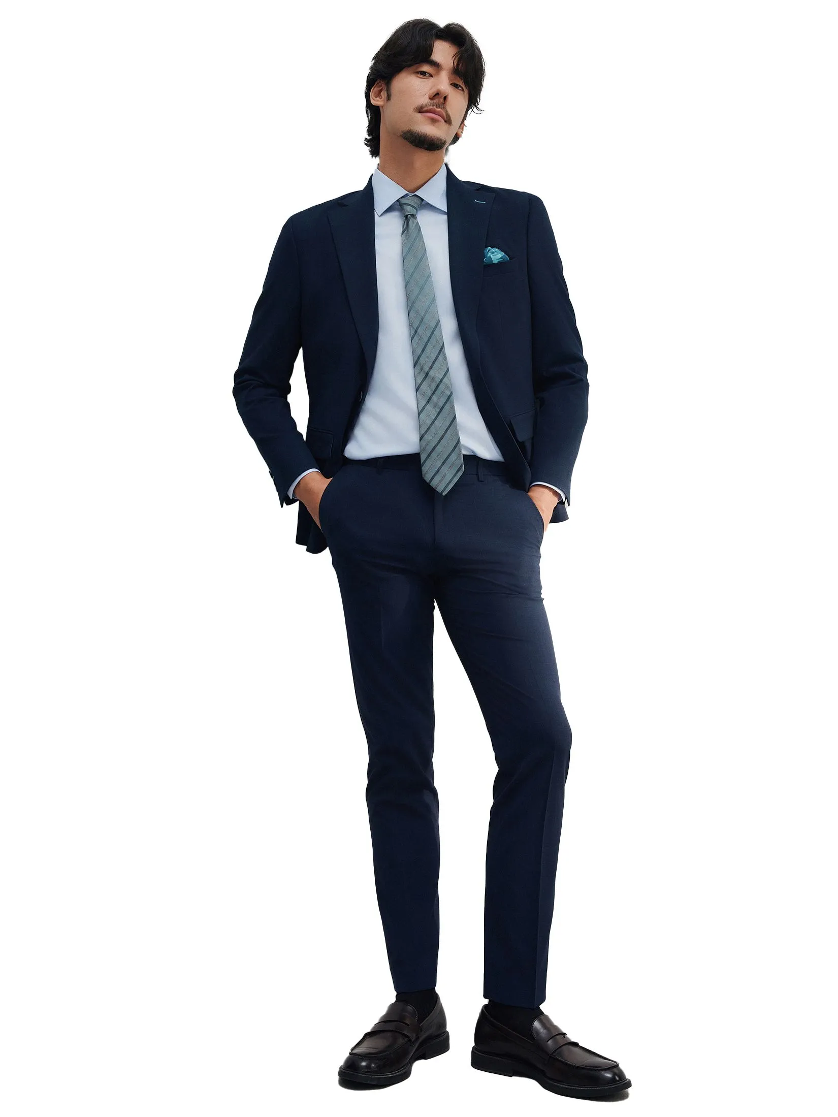G2000 Men Clothing Anti-Bacterial Texture Suit Blazer Slim Fit - Navy