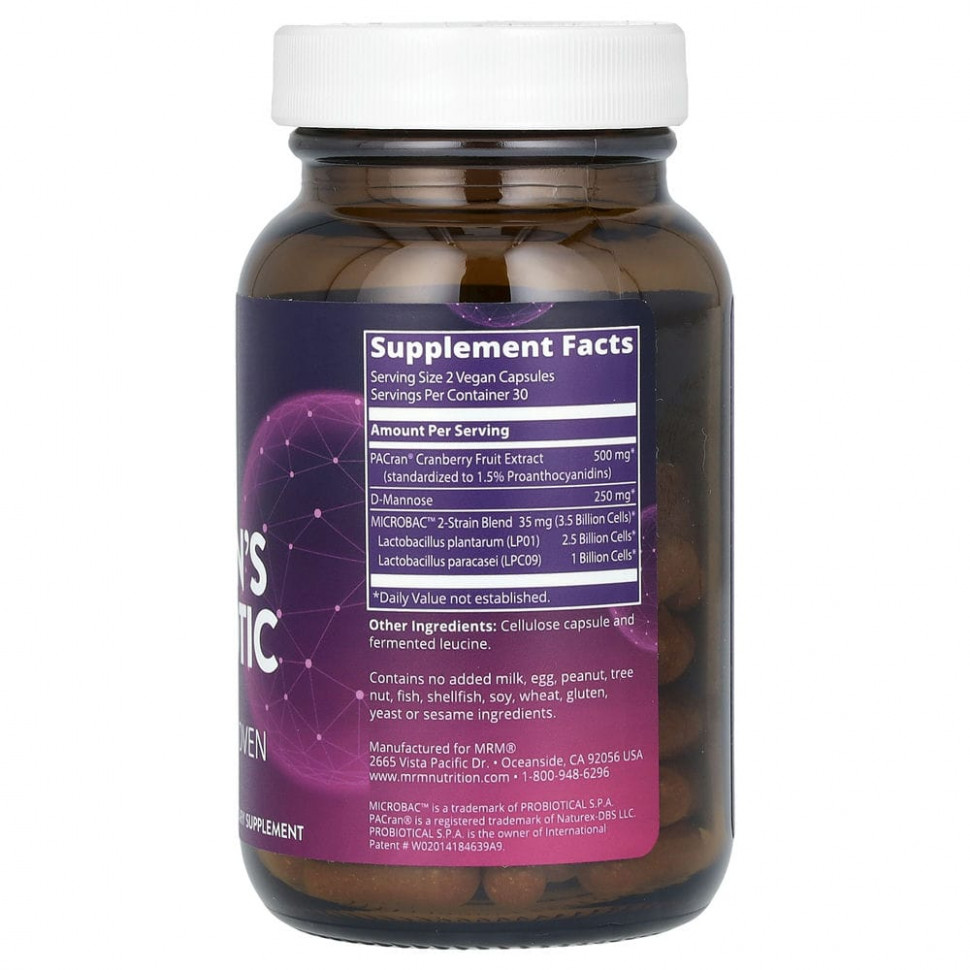 MRM, Женский пробиотик, 60 веганских капсул