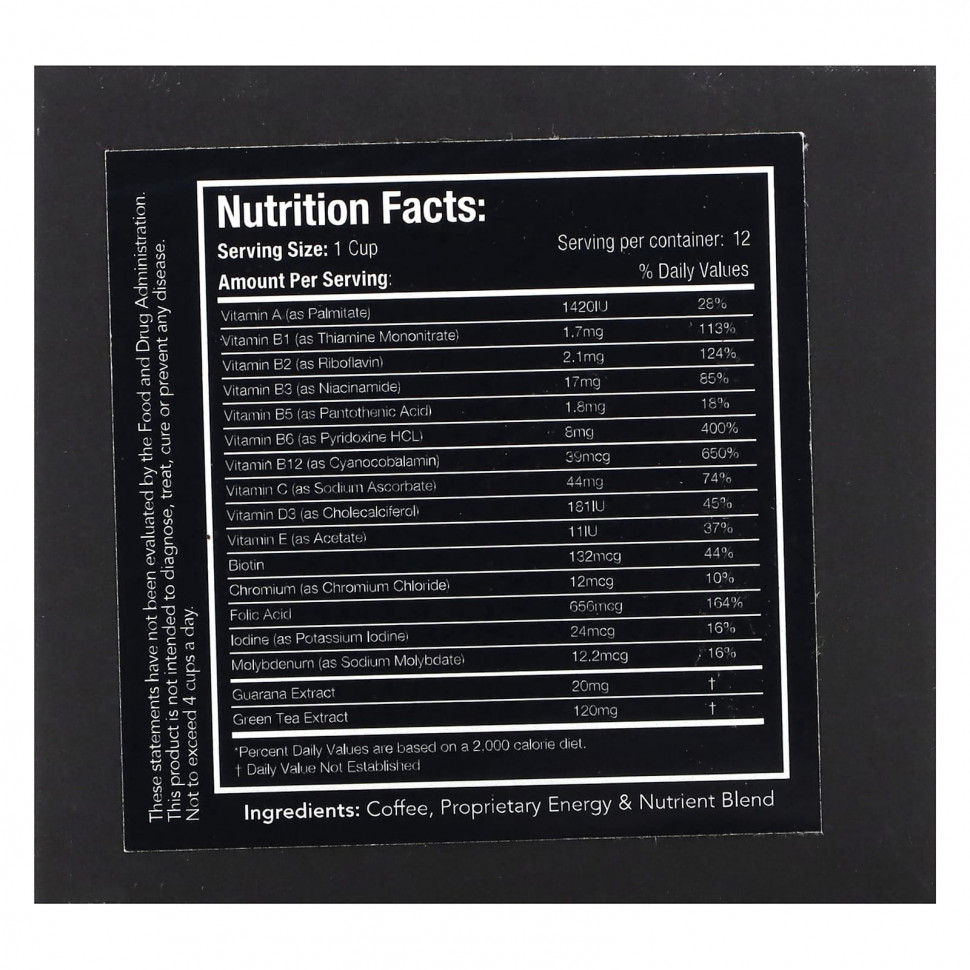 6AM Run, Vitamin Kup Coffee, французская обжарка, темный, 12 порционных чашек, 120 г (4,23 унции)