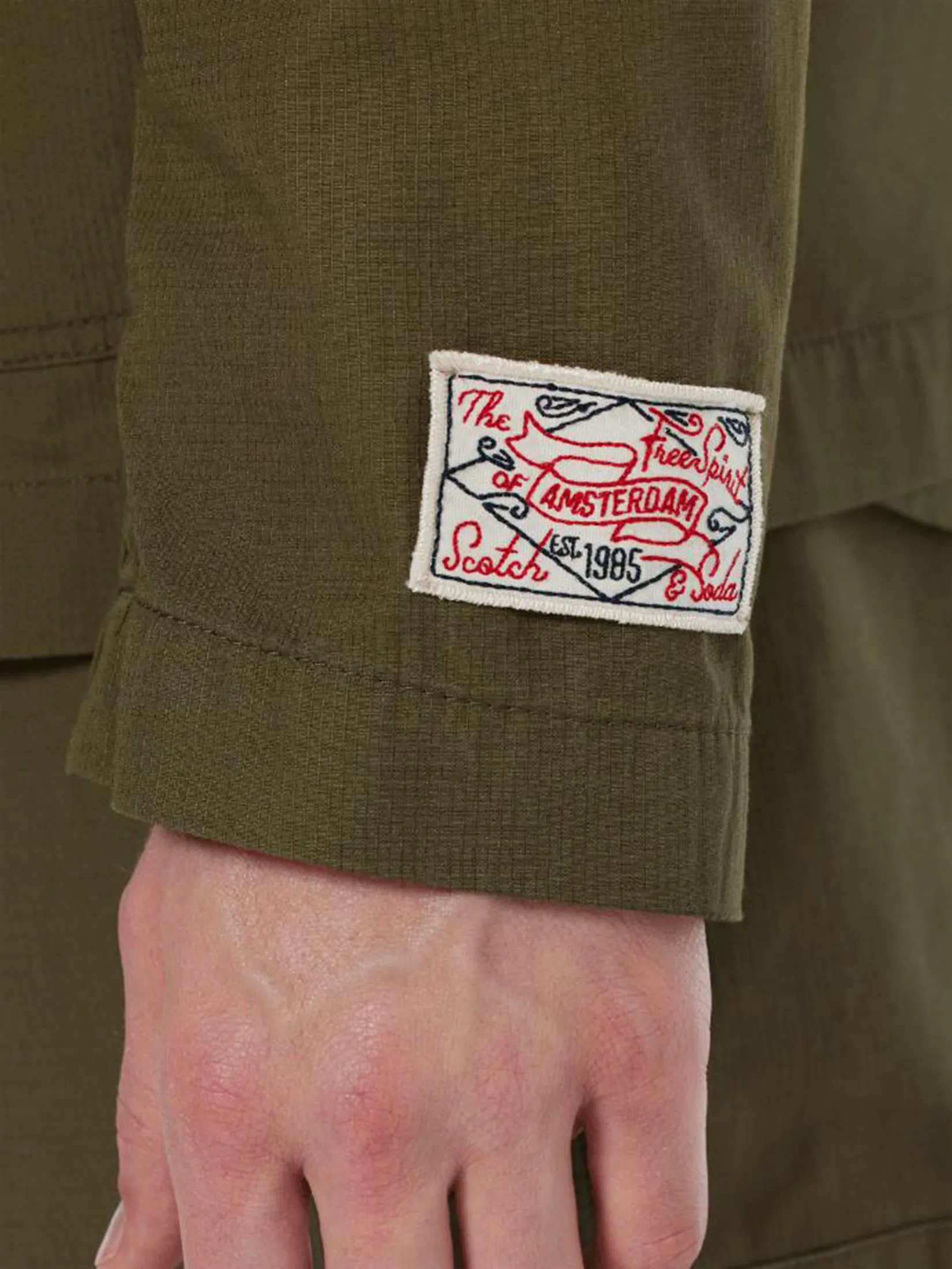 SCOTCH&SODA Men Blazer Relaxed Fit Unconstructed Cotton-Ripstop Military Classic Green