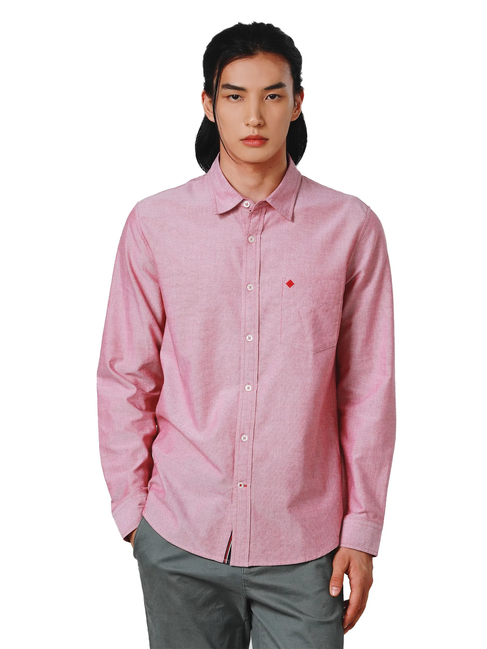 JOHN HENRY Men's Long Sleeves Shirts (Slim Fit) ESSENTIALS Red