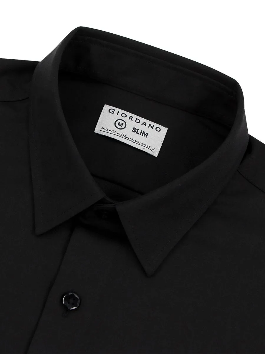 GIORDANO Men's Twill Easy Care Shirts Black