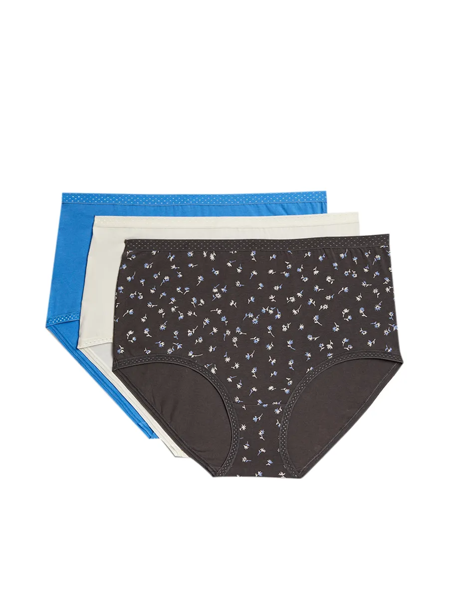 MARKS & SPENCER Women Full Briefs Cotton Rich 3pk Size - 8 UK