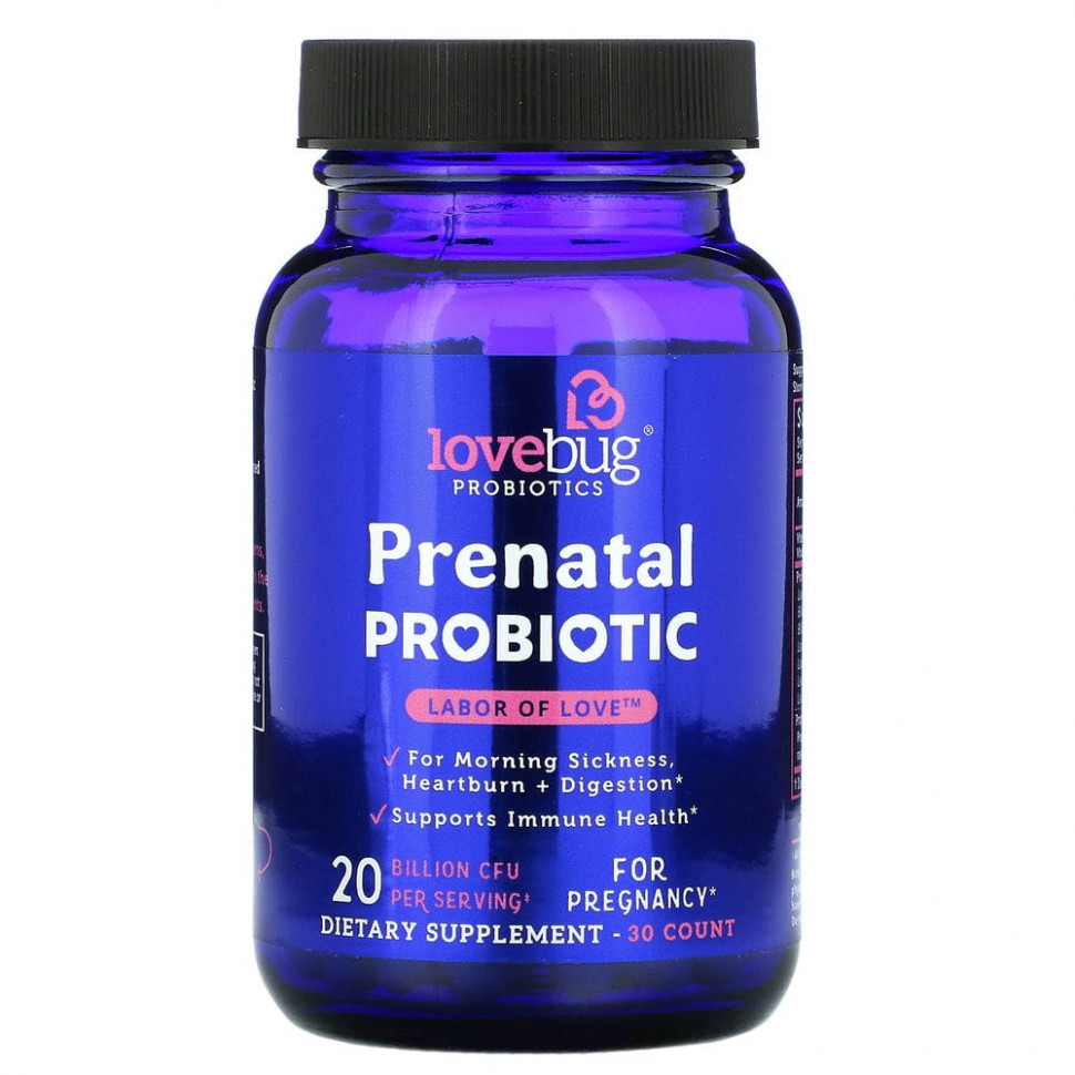 LoveBug Probiotics, пренатальный пробиотик, 20 млрд КОЕ, 30 капсул
