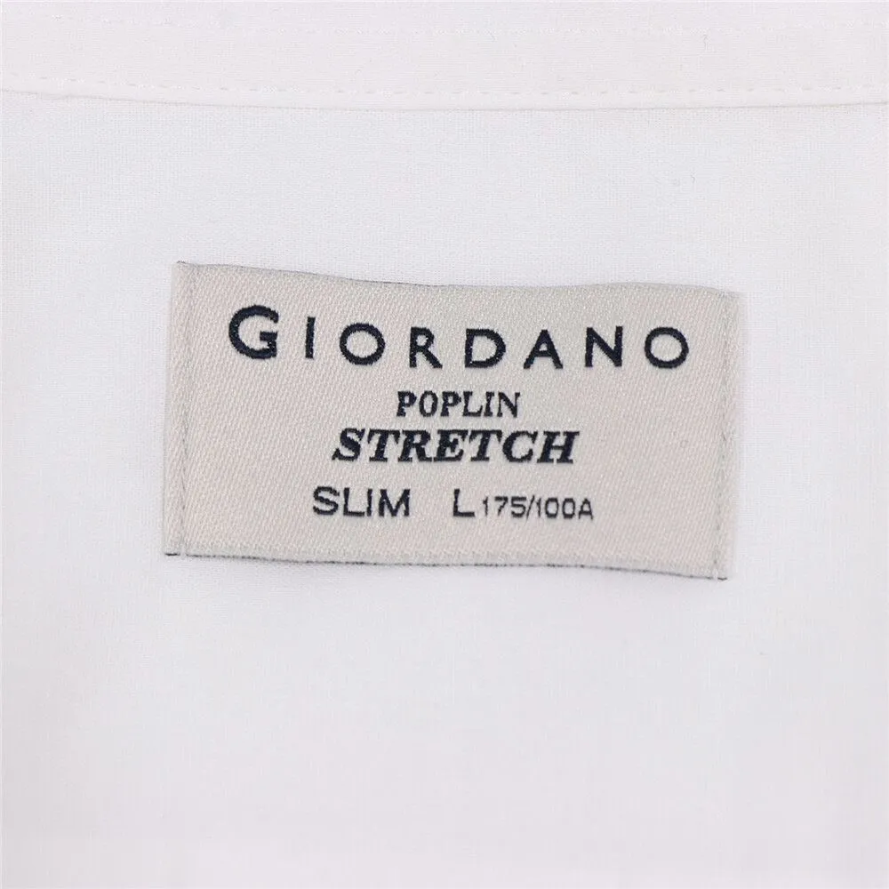 GIORDANO White Men's Stretch Long Sleeve Slim Button Front Shirt