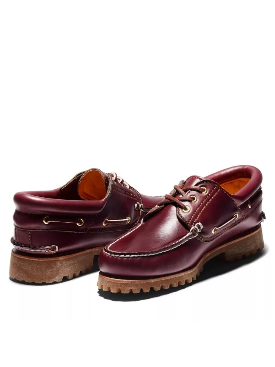TIMBERLAND MEN'S ICON 3-EYE CLASSIC HANDSEWN LUG SHOES  Burgundy