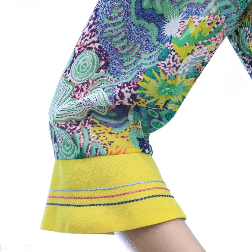 MIKIKO Women Shirt Chiffon Print Green