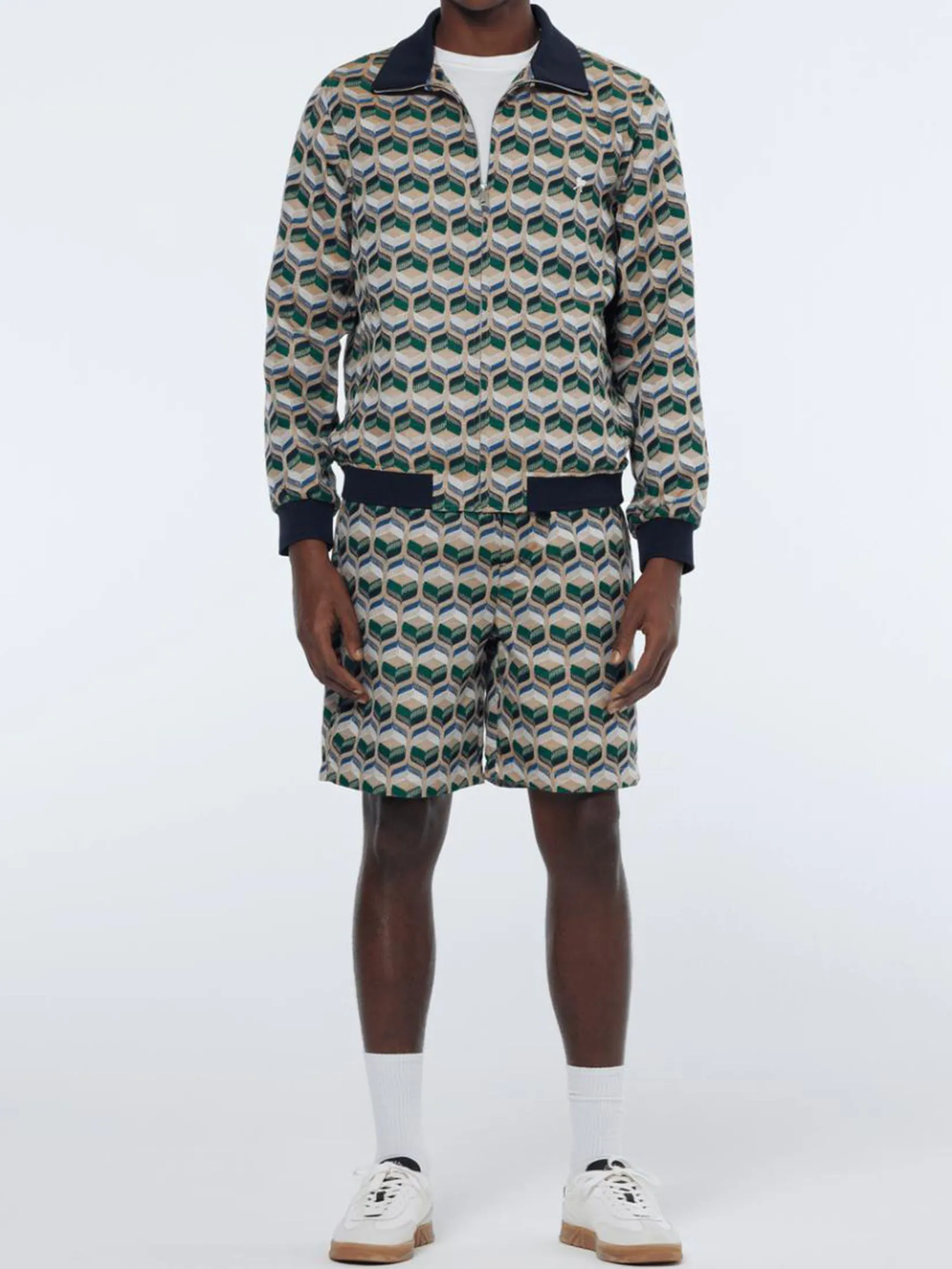 SCOTCH&SODA Men Jacket Jacquard Tracksuit Retro Shape Beige AOP