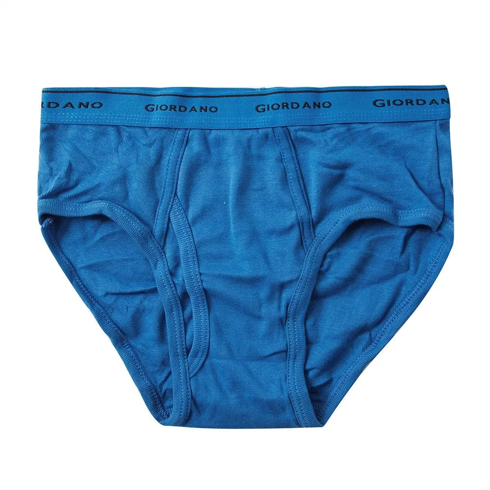 GIORDANO Navy Blue/Black Men's Cotton Briefs Logo elastic waistband(6-packs)