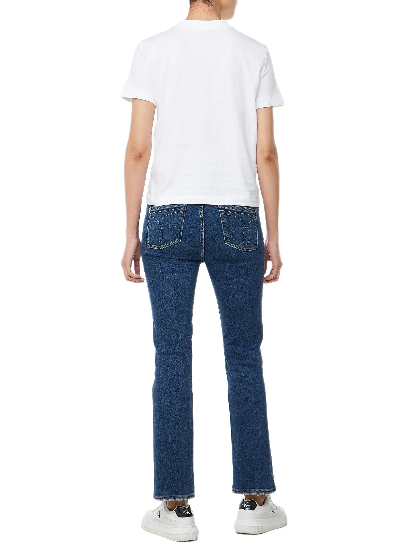 CALVIN KLEIN Women's Fluke Logo Short Sleeve T-Shirt White