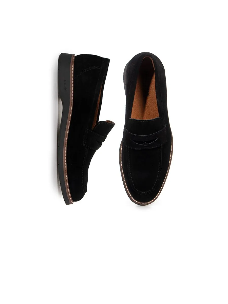 KENNETH COLE MEN CASUALS THOMAS SUEDE LOAFER / BLACK