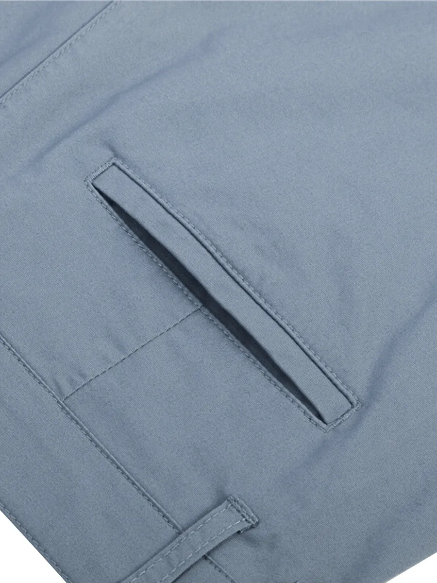 GIORDANO Women's Twill Mid-Rise Slim Fit Pocket Shorts (180 Elastic Waistband) Canyon Blue